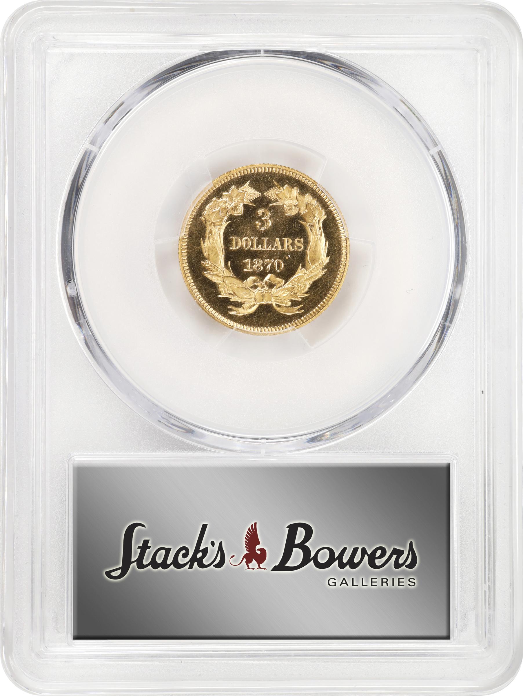 image for: 1870 Three-Dollar Gold Piece. JD-1. Rarity-6+. Proof-65 Deep Cameo (PCGS). CAC. CMQ.