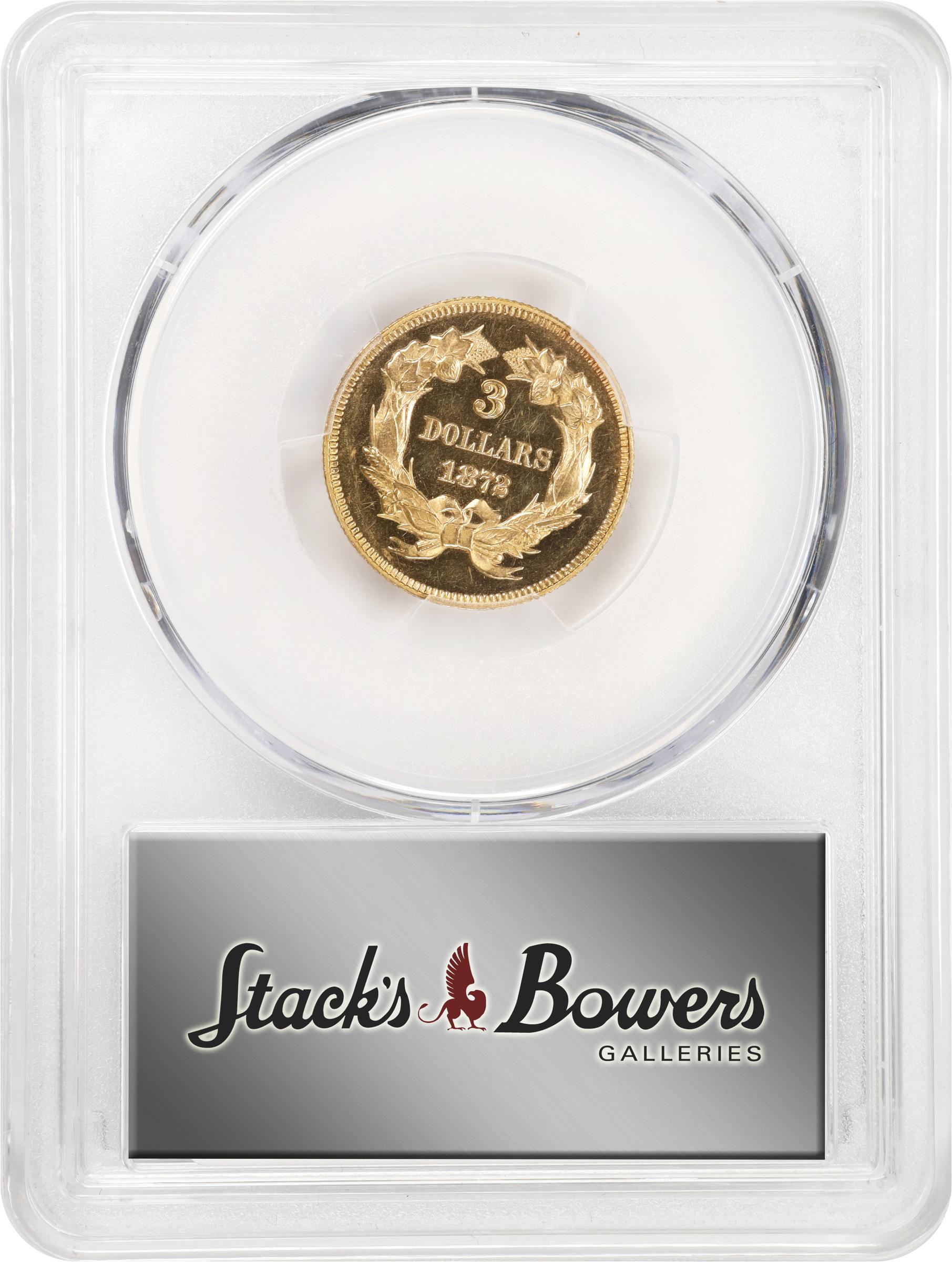 image for: 1872 Three-Dollar Gold Piece. JD-1. Rarity-6+. Proof-62 Cameo (PCGS). CMQ.