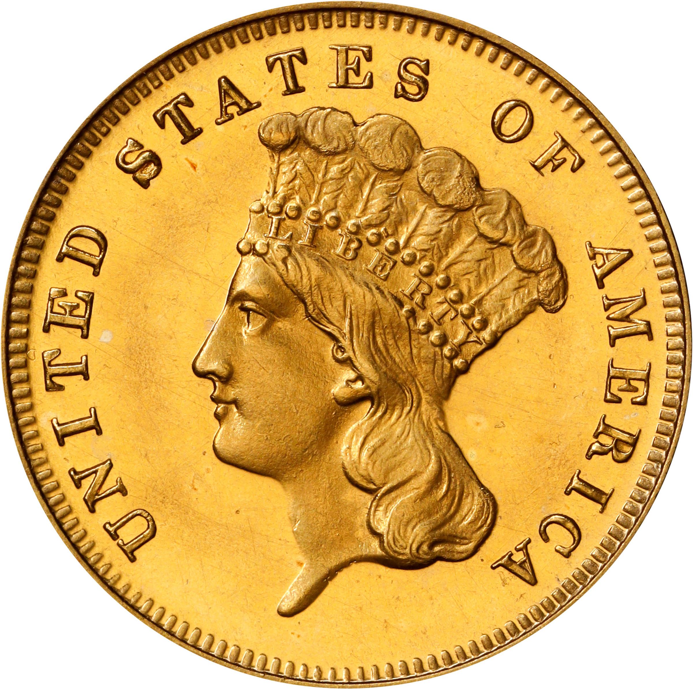 image for: 1875 Three-Dollar Gold Piece. JD-1. Rarity-6. Proof-64 Cameo (PCGS). CAC. CMQ.