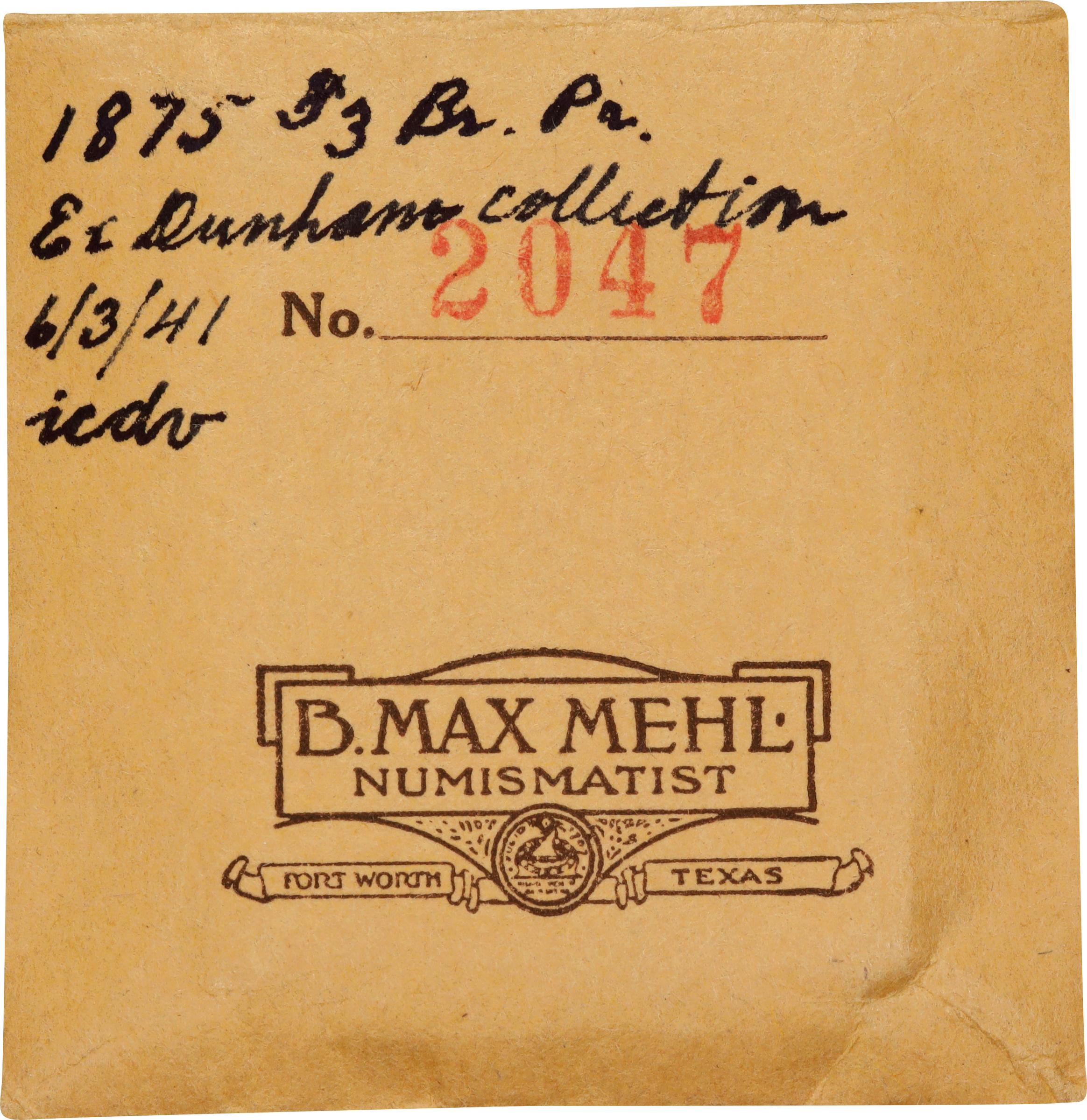 image for: 1875 Three-Dollar Gold Piece. JD-1. Rarity-6. Proof-64 Cameo (PCGS). CAC. CMQ.