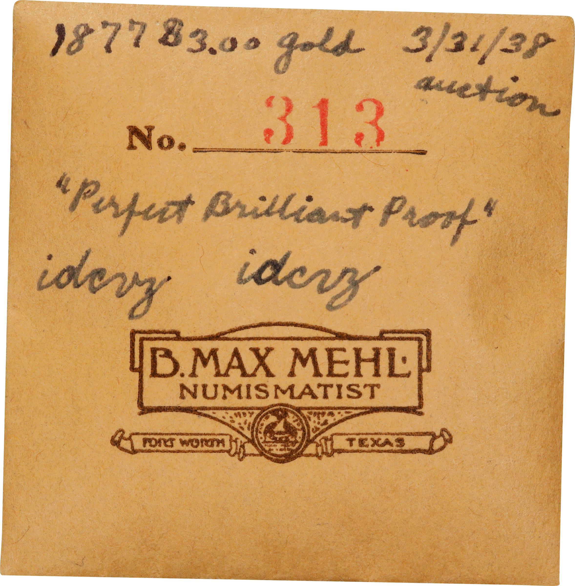 image for: 1877 Three-Dollar Gold Piece. JD-1. Rarity-6+. Proof. Unc Details--Cleaned (PCGS).