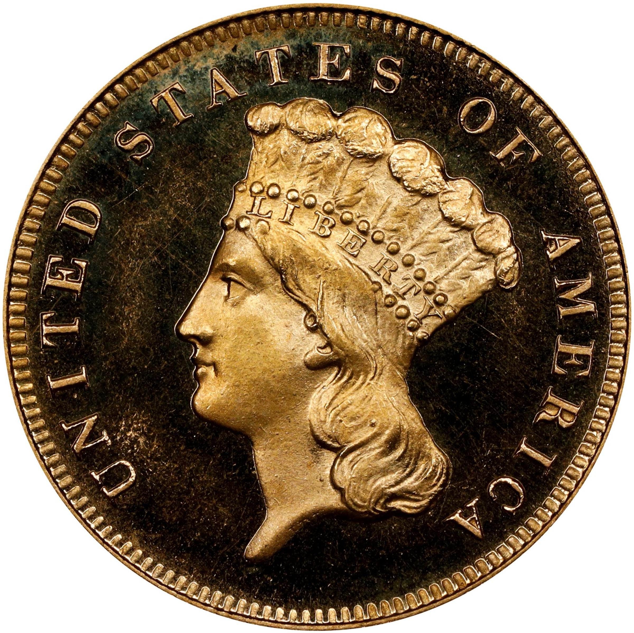 image for: 1880 Three-Dollar Gold Piece. JD-1. Rarity-6-. Proof-68 Deep Cameo (PCGS).