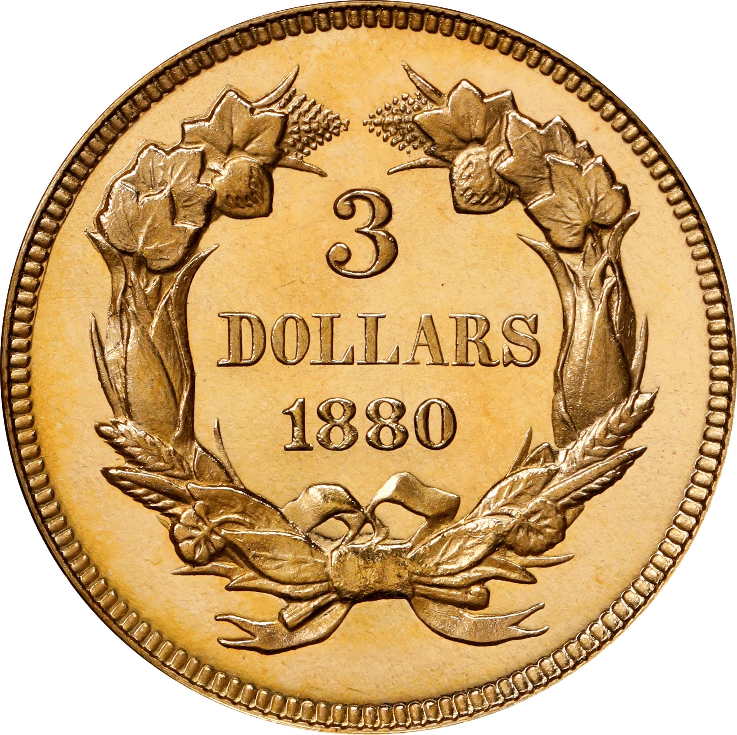 image for: 1880 Three-Dollar Gold Piece. JD-1. Rarity-6-. Proof-68 Deep Cameo (PCGS).