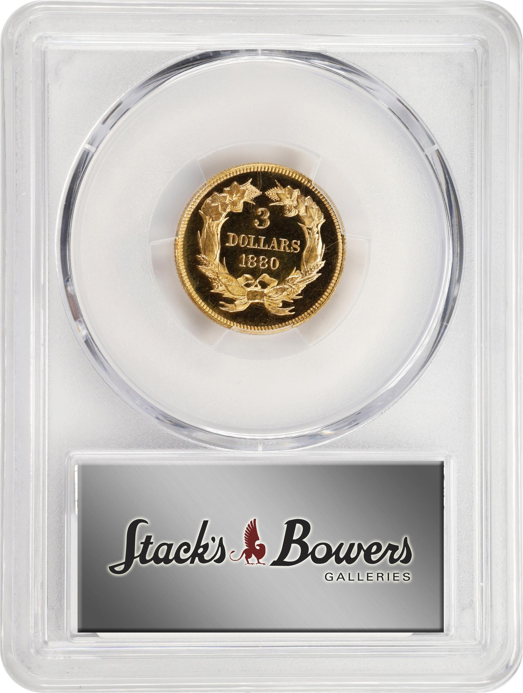 image for: 1880 Three-Dollar Gold Piece. JD-1. Rarity-6-. Proof-68 Deep Cameo (PCGS).