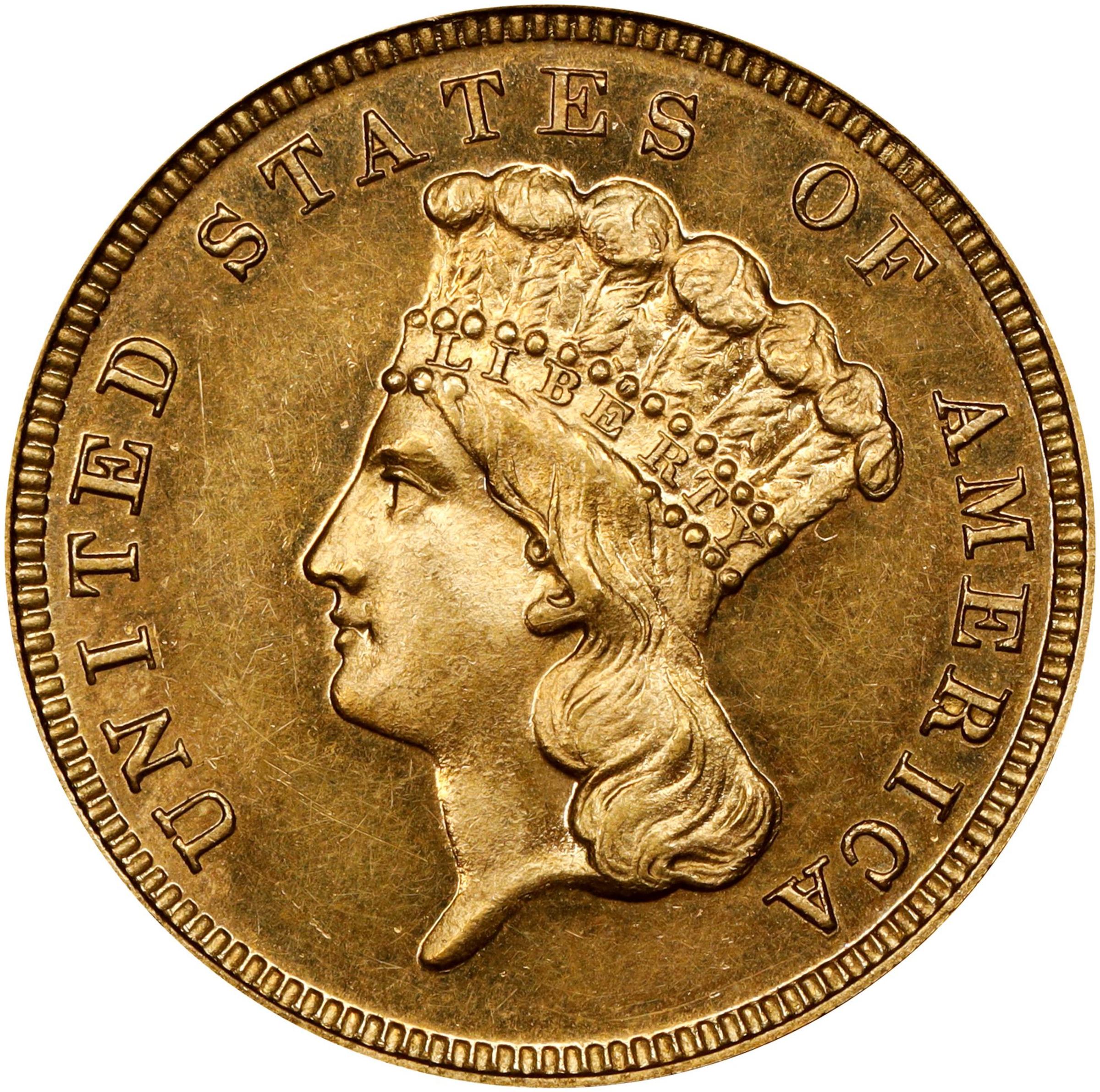 image for: 1884 Three-Dollar Gold Piece. JD-1. Rarity-4+. Proof-62 (PCGS). CAC. CMQ.