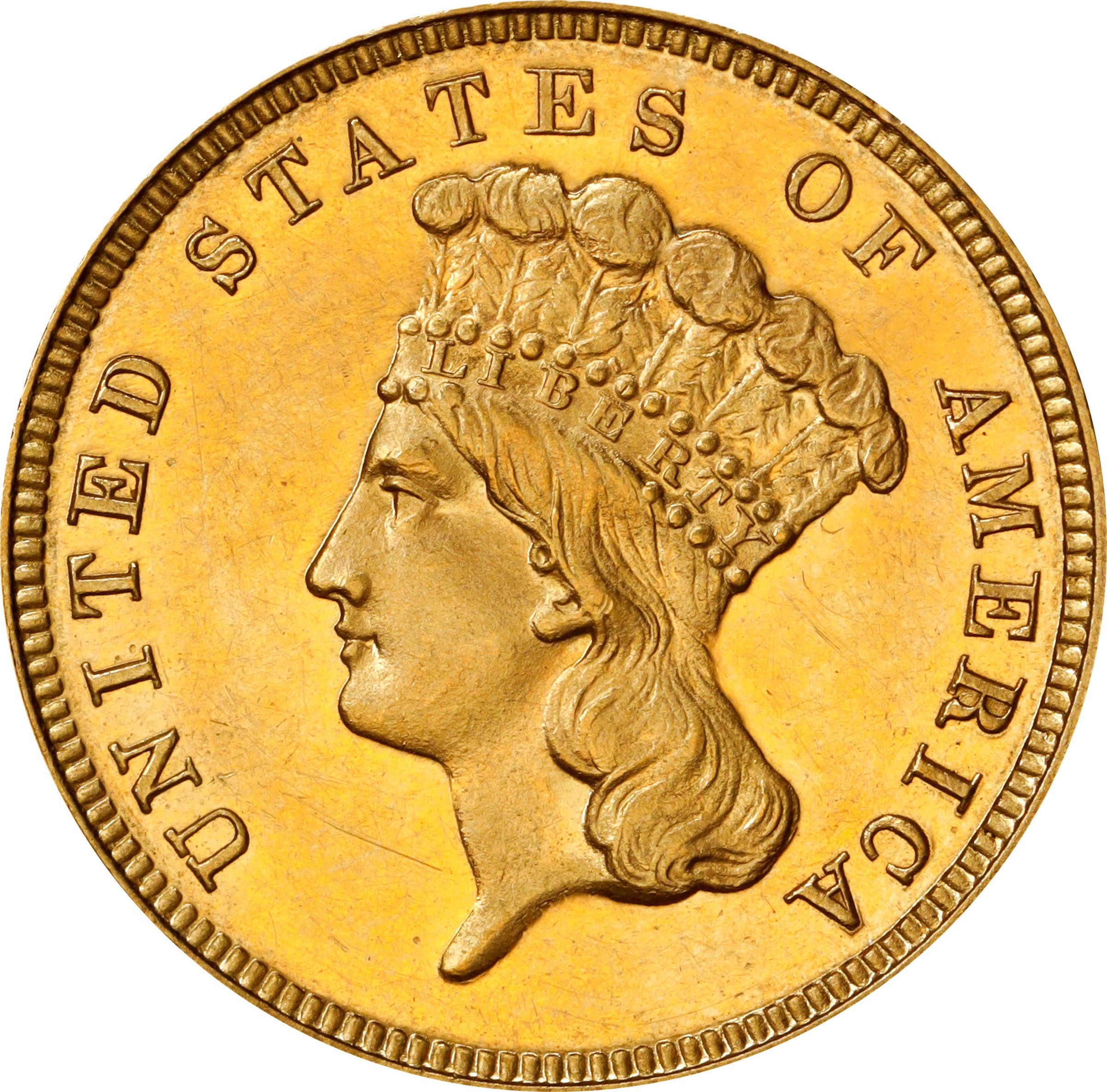 image for: 1884 Three-Dollar Gold Piece. JD-1. Rarity-4+. Proof-62 (PCGS). CAC. CMQ.
