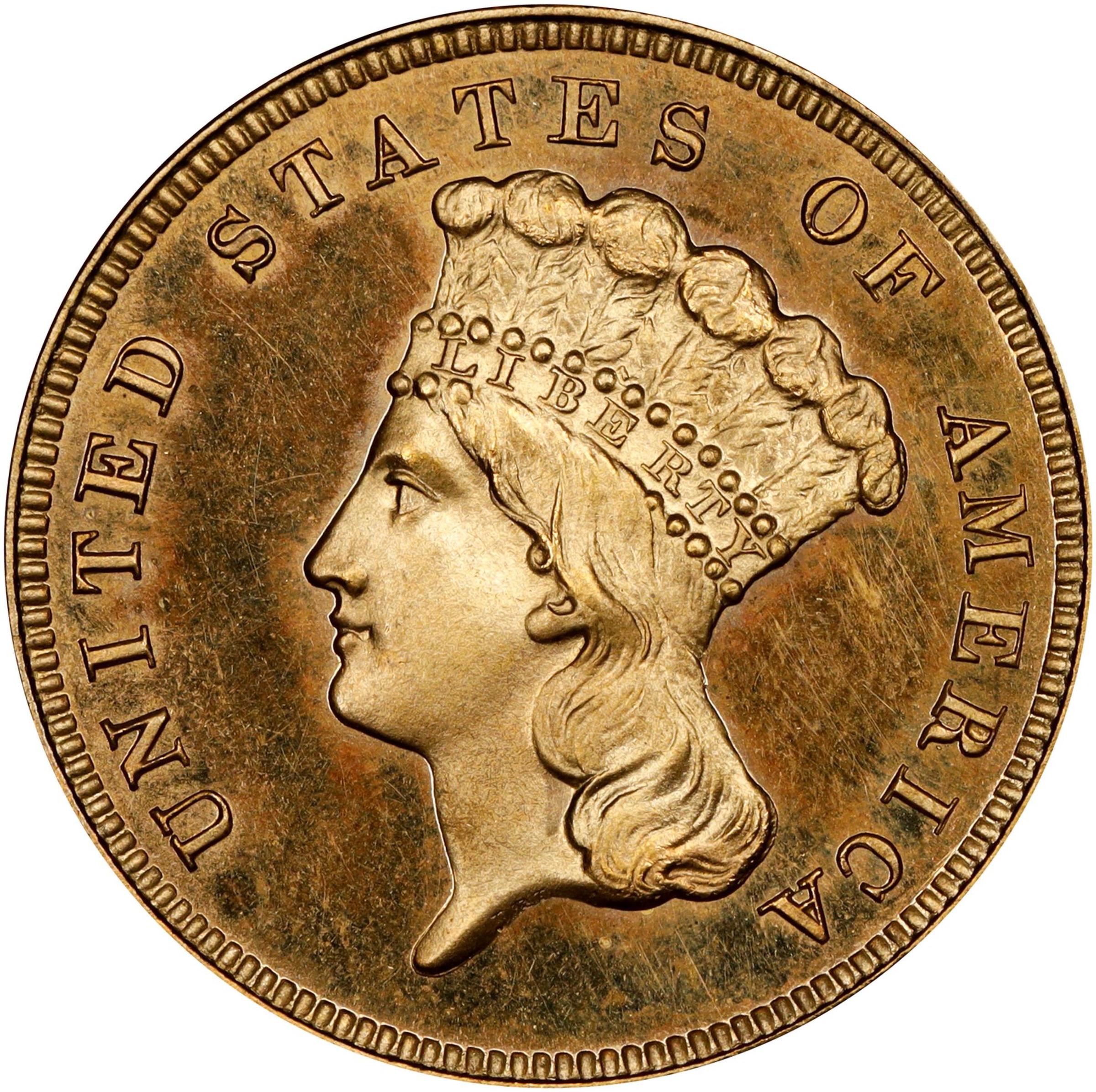 image for: 1886 Three-Dollar Gold Piece. JD-1. Rarity-4. Proof-65 Cameo (PCGS). CAC.