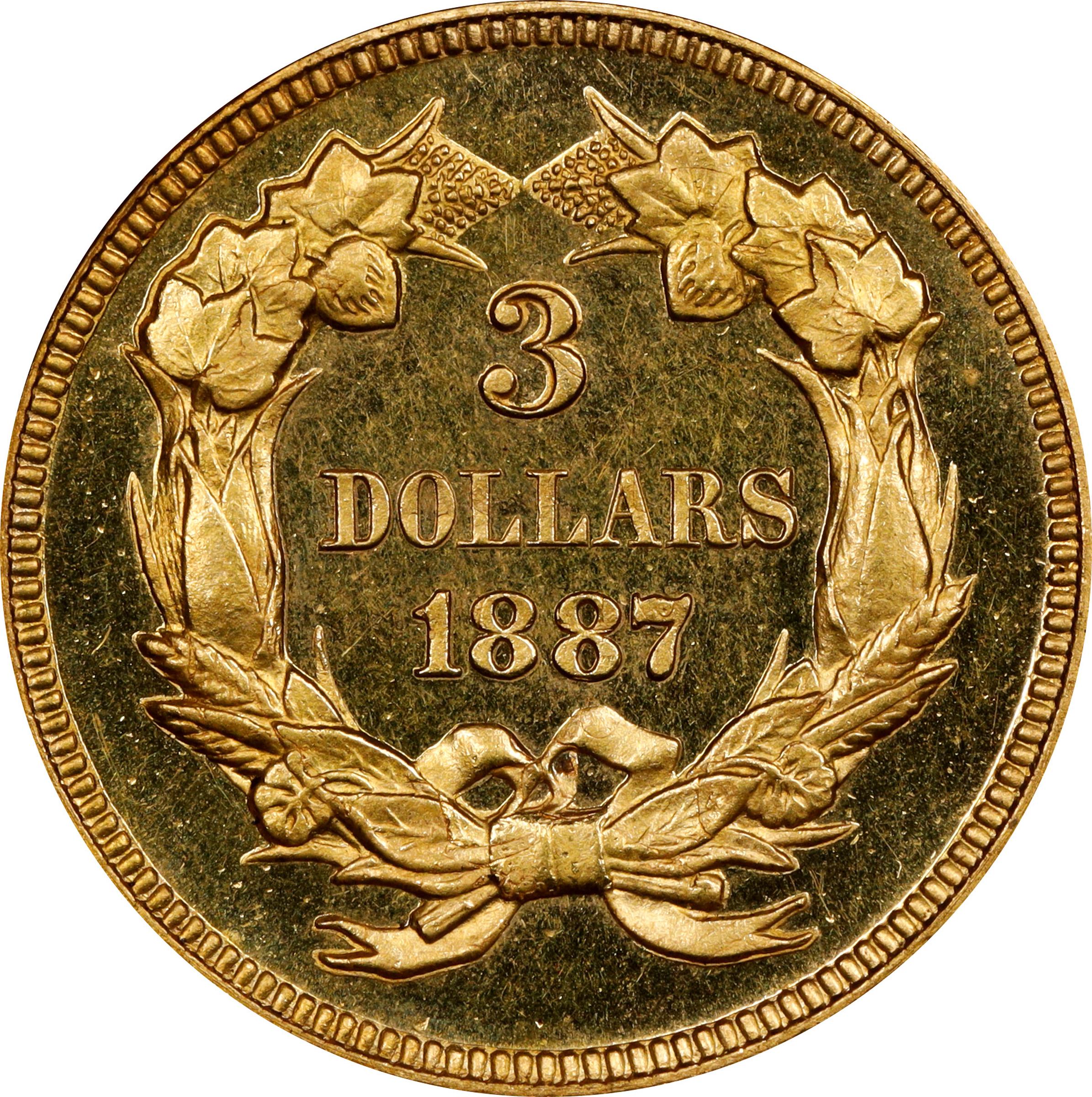 image for: 1887 Three-Dollar Gold Piece. JD-1. Rarity-4. Proof-65 Deep Cameo (PCGS). CAC. CMQ.