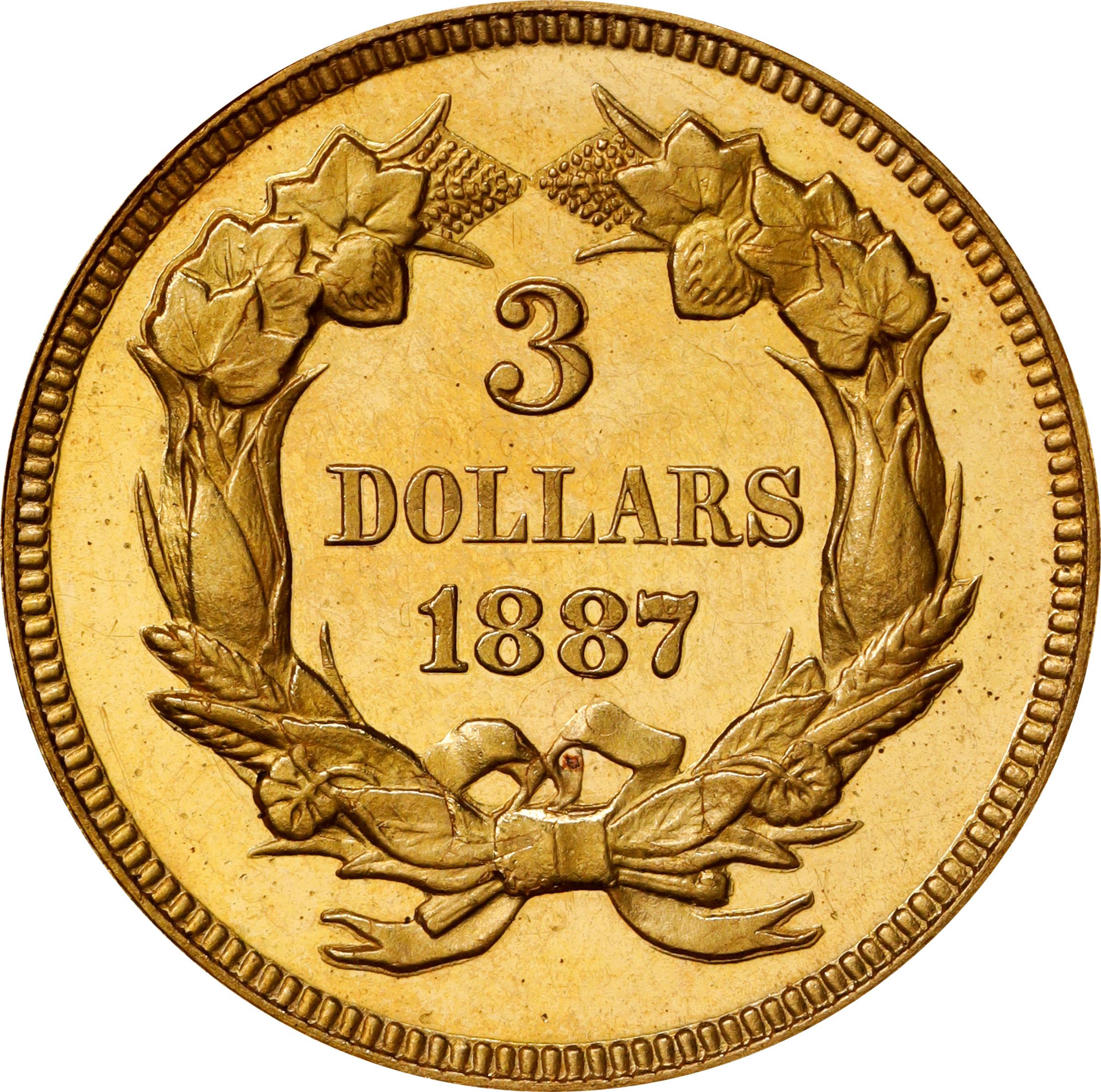 image for: 1887 Three-Dollar Gold Piece. JD-1. Rarity-4. Proof-65 Deep Cameo (PCGS). CAC. CMQ.