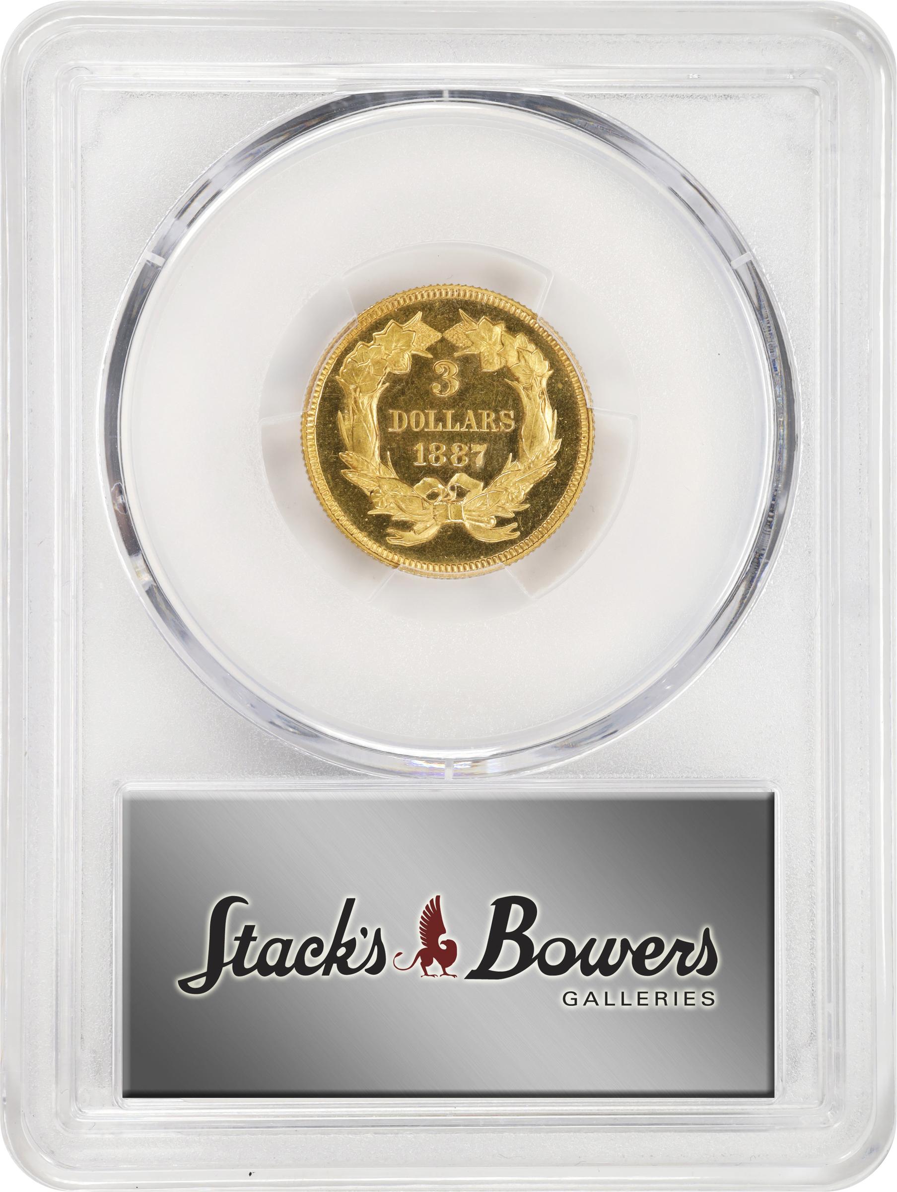 image for: 1887 Three-Dollar Gold Piece. JD-1. Rarity-4. Proof-65 Deep Cameo (PCGS). CAC. CMQ.