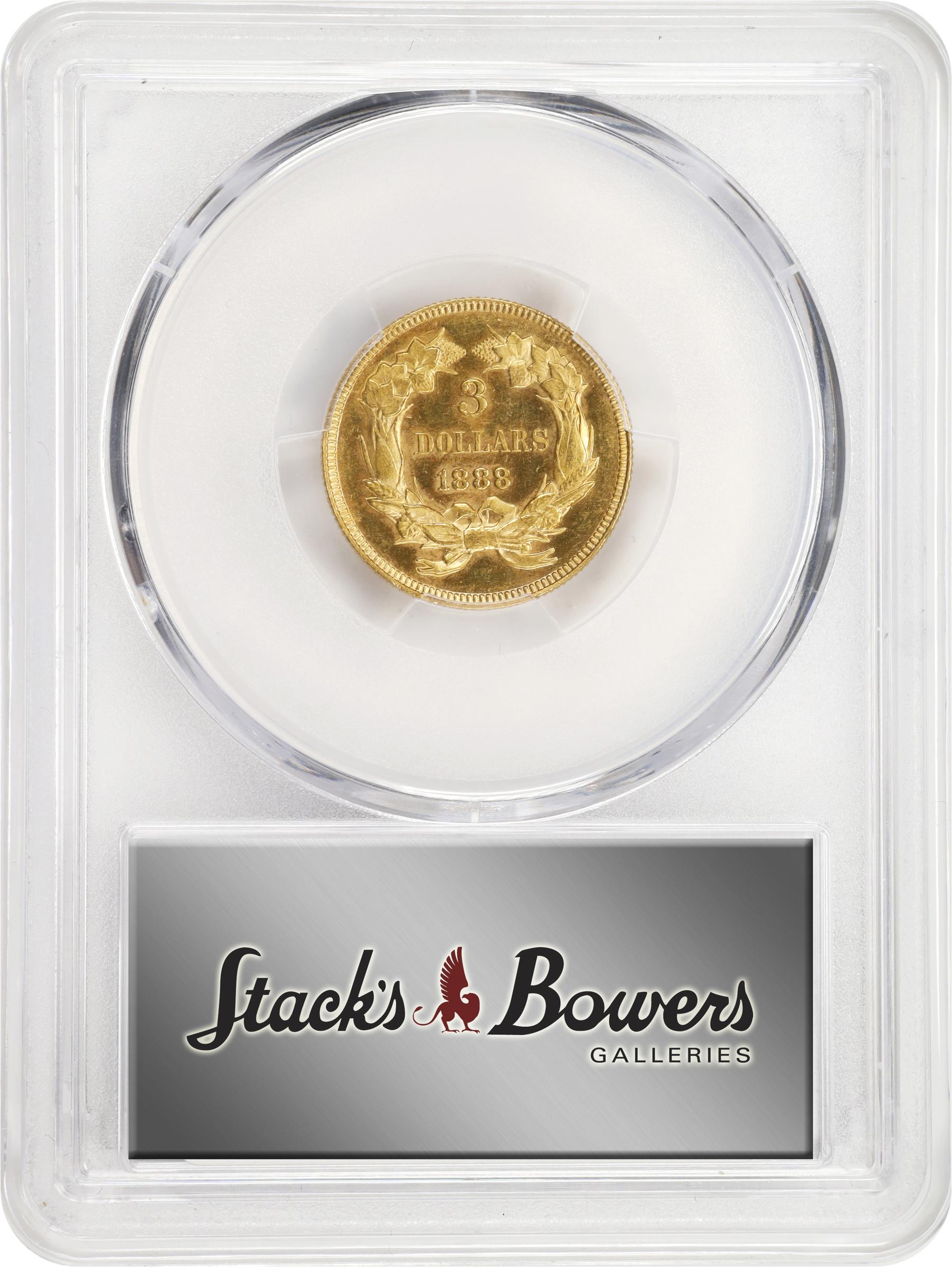 image for: 1888 Three-Dollar Gold Piece. JD-1. Rarity-4-. Proof-63 (PCGS). CMQ.