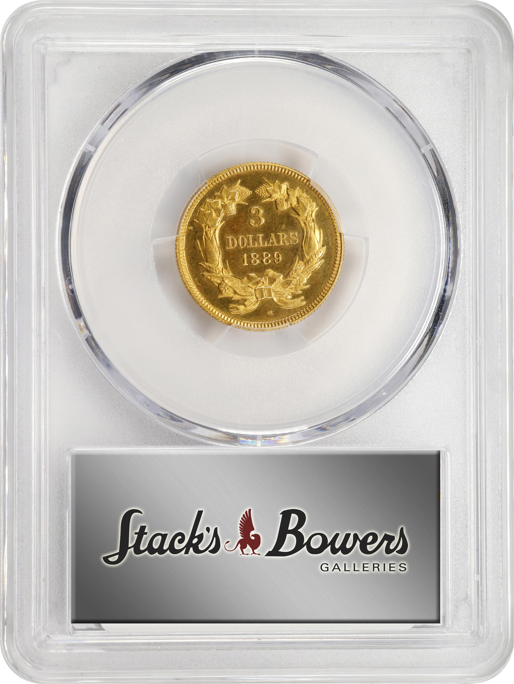 image for: 1889 Three-Dollar Gold Piece. JD-1. Rarity-4. Proof-65 Cameo (PCGS). CAC.