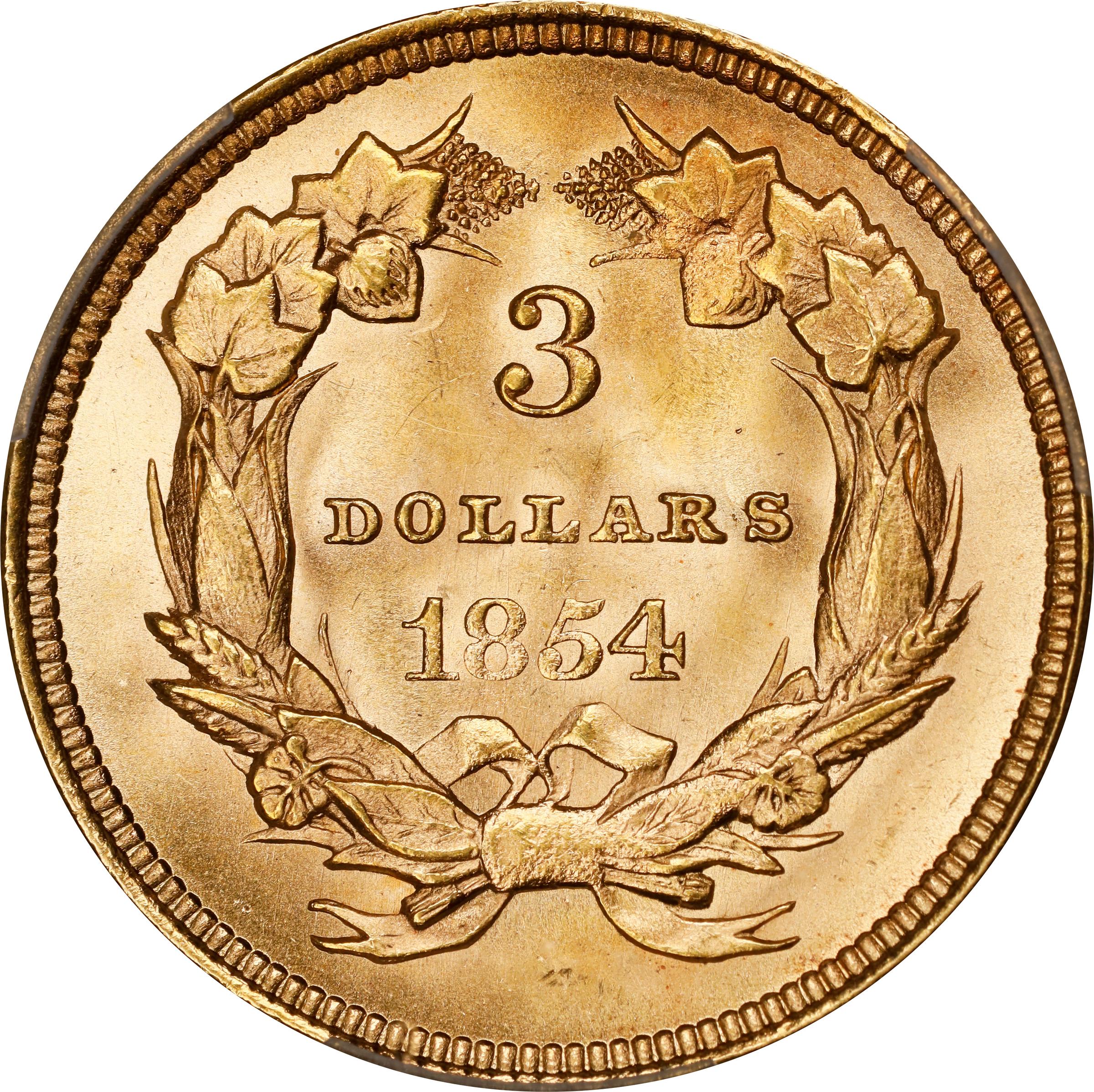 1854 $3 MS65 thumbnail 2