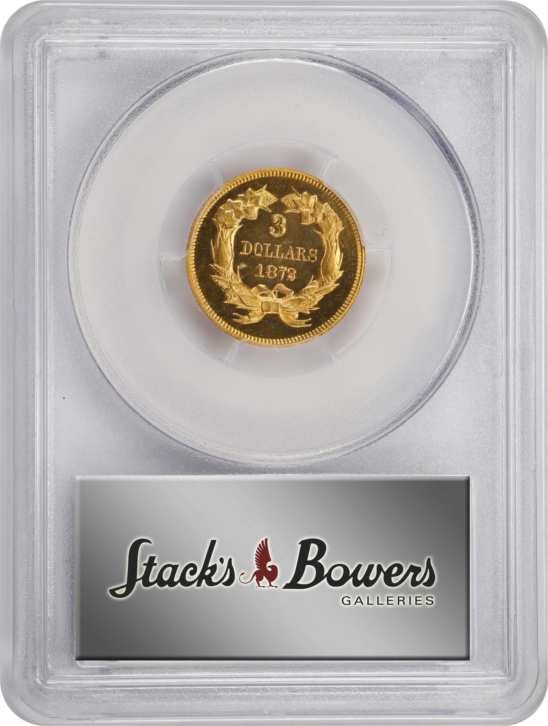image for: 1872 Three-Dollar Gold Piece. JD-1. Rarity-6+. Proof-65 Cameo (PCGS).