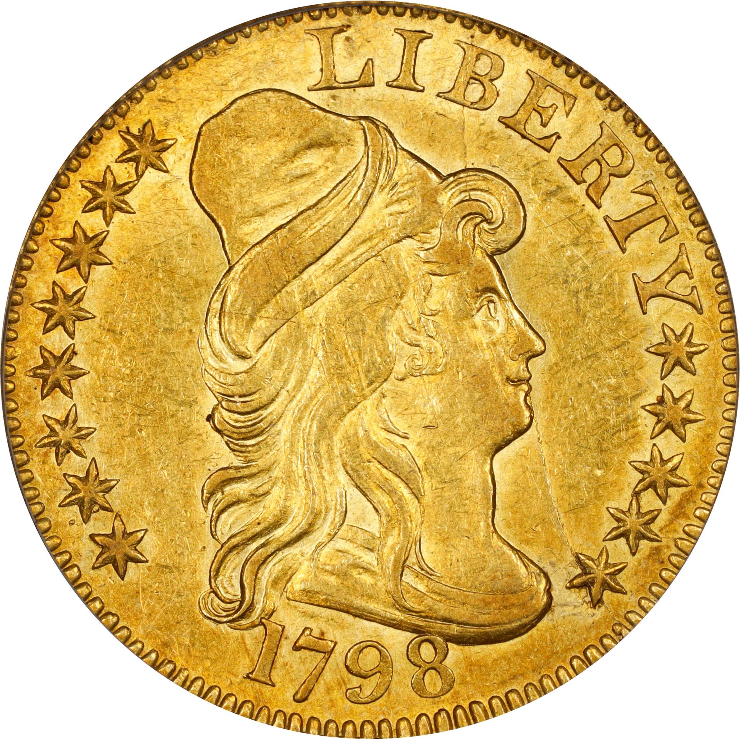 image for: 1798 Capped Bust Right Half Eagle. Heraldic Eagle. BD-6. Rarity-6. Small (a.k.a. Normal) 8. AU-58 (PCGS). CMQ.