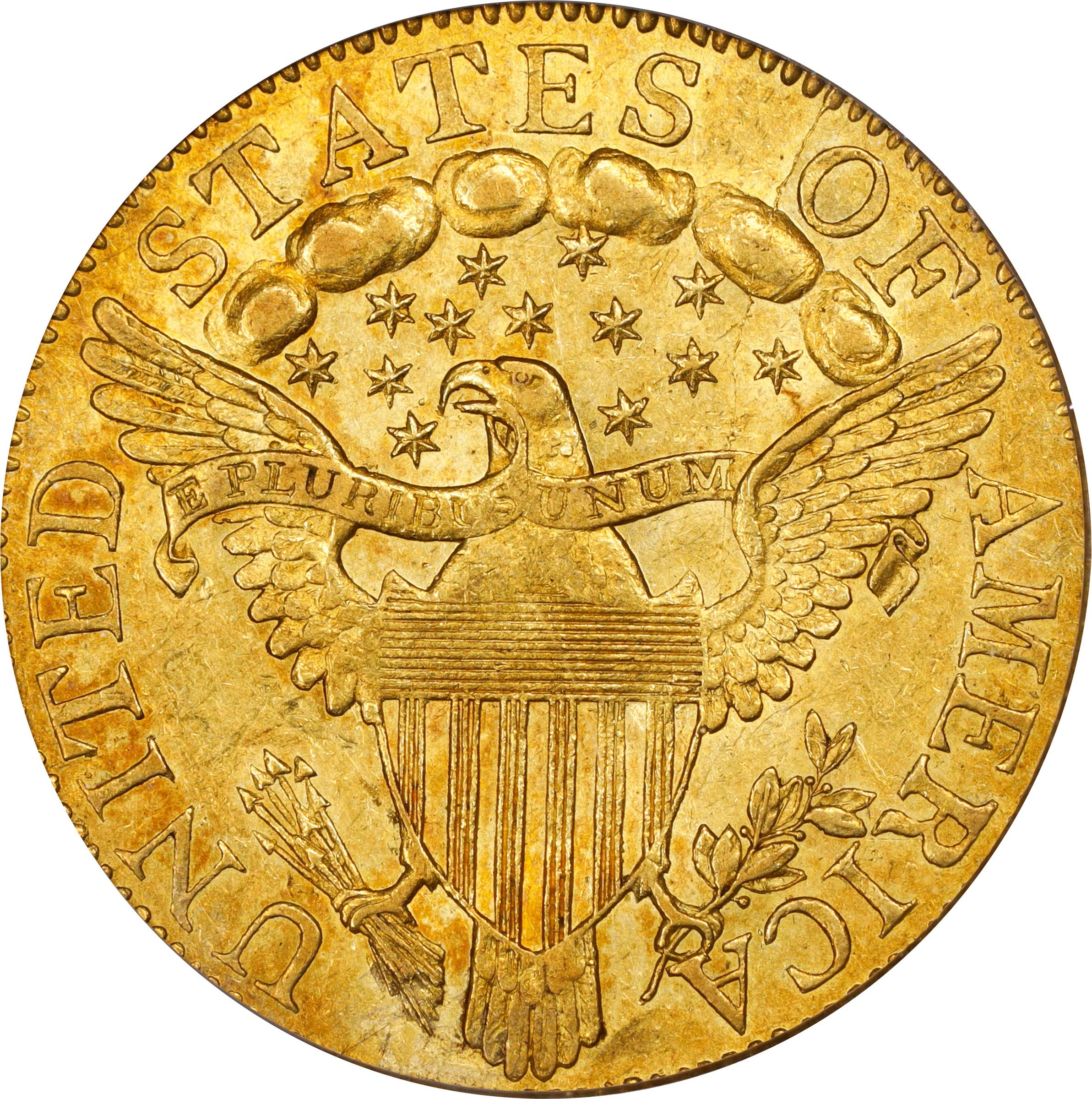 image for: 1798 Capped Bust Right Half Eagle. Heraldic Eagle. BD-6. Rarity-6. Small (a.k.a. Normal) 8. AU-58 (PCGS). CMQ.