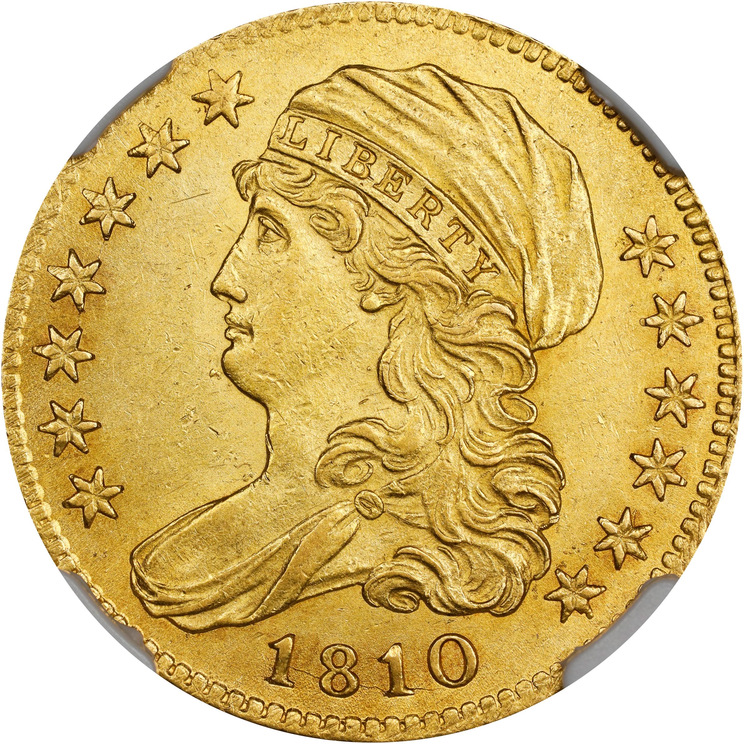 image for: 1810 Capped Bust Left Half Eagle. BD-1. Rarity-3+. Small Date, Tall 5. MS-62 (NGC).
