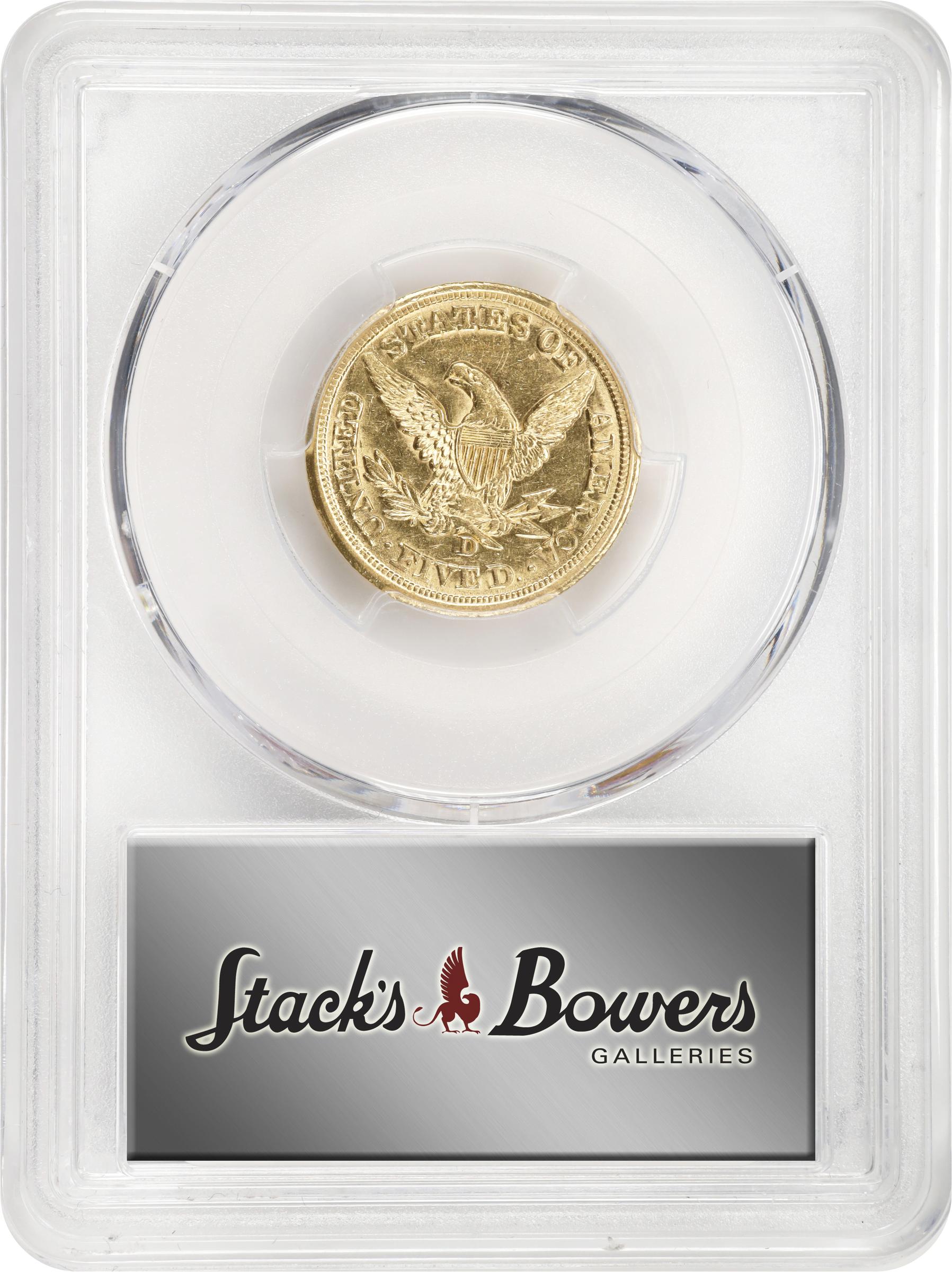 image for: 1860-D Liberty Head Half Eagle. Winter 46-FF. Large D. AU-58 (PCGS). CAC. CMQ.