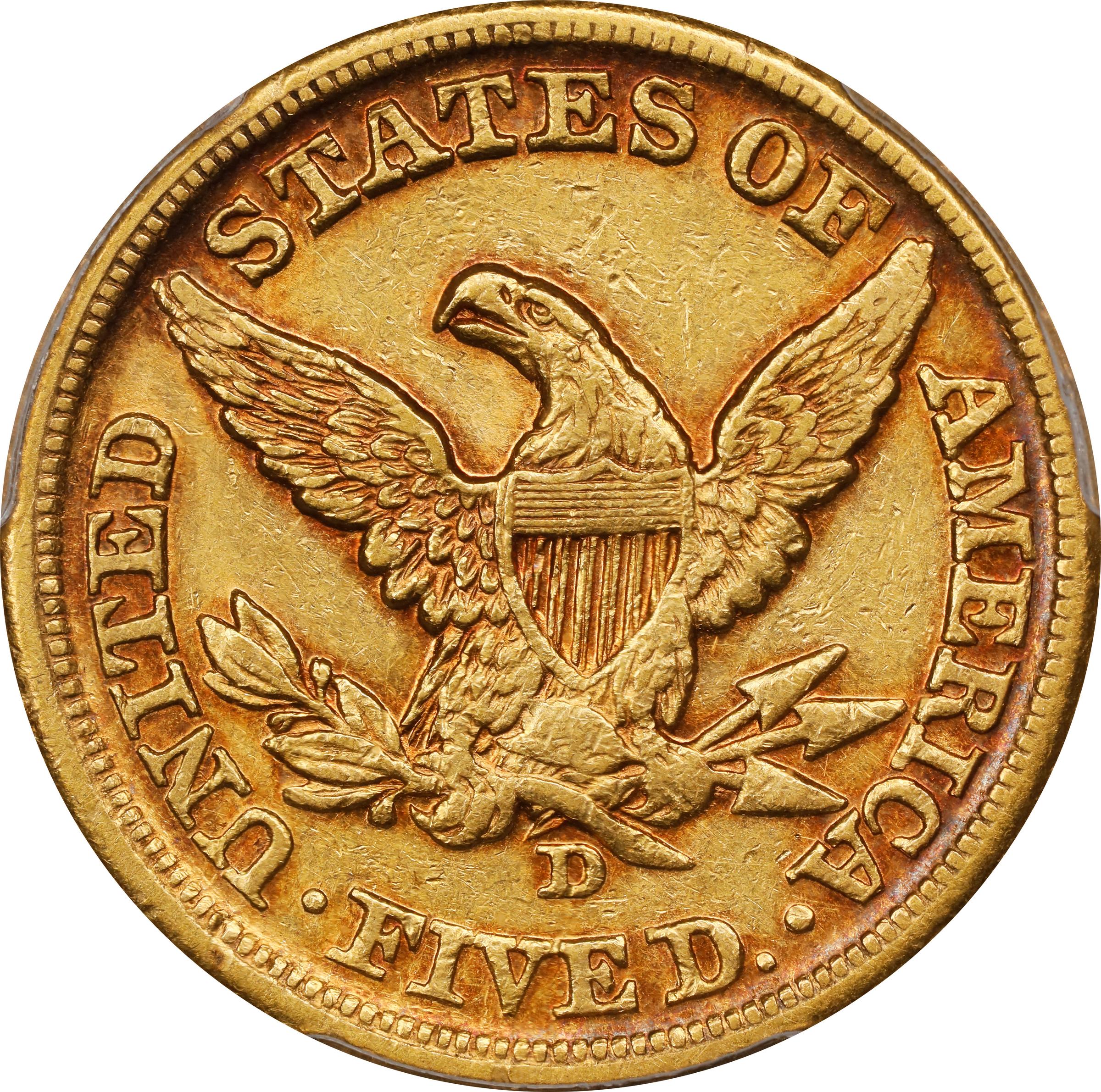 image for: 1861-D Liberty Head Half Eagle. Winter 47-GG. AU-50 (PCGS).