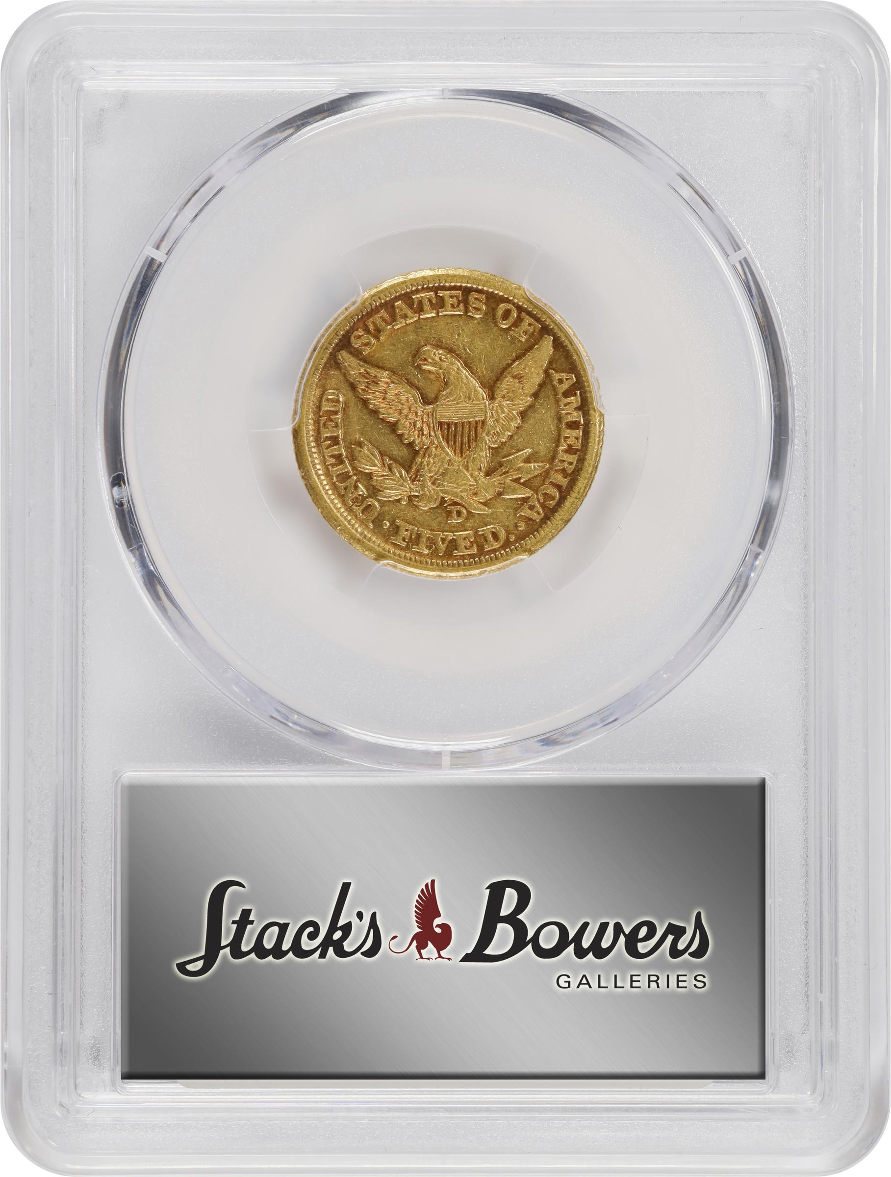 image for: 1861-D Liberty Head Half Eagle. Winter 47-GG. AU-50 (PCGS).