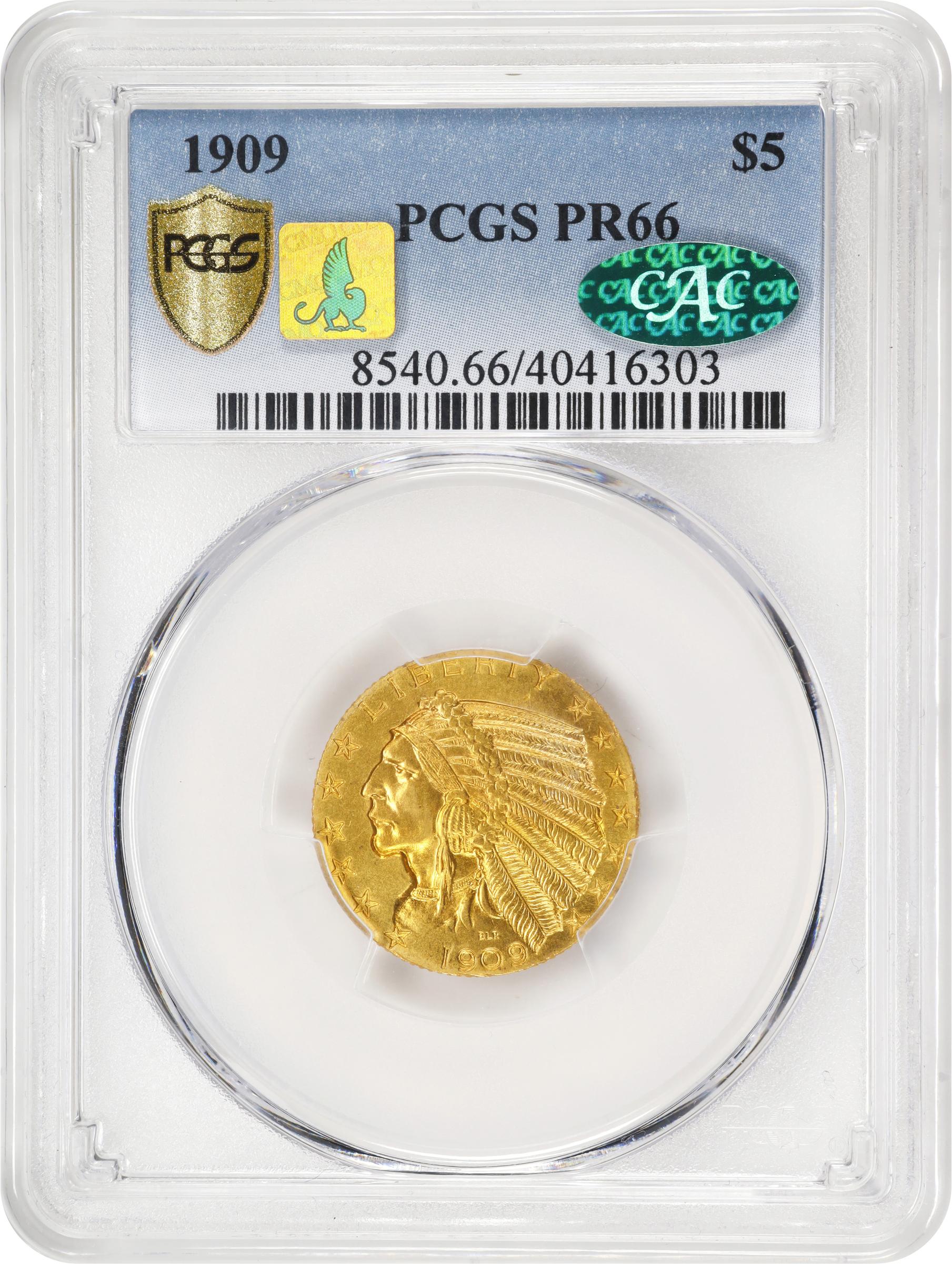 image for: 1909 Indian Half Eagle. JD-1. Rarity-5. Proof-66 (PCGS). CAC. CMQ-X.