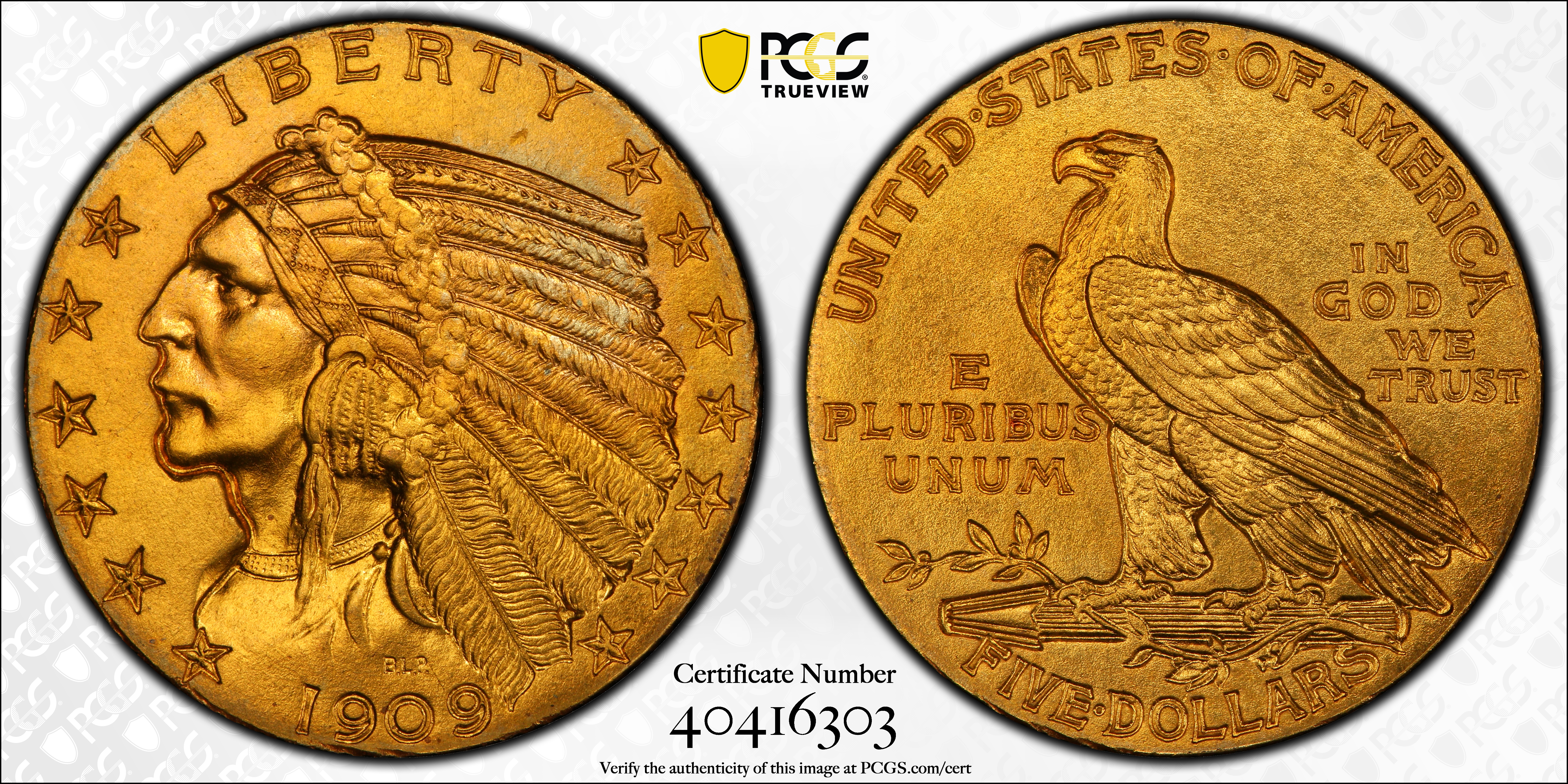 image for: 1909 Indian Half Eagle. JD-1. Rarity-5. Proof-66 (PCGS). CAC. CMQ-X.
