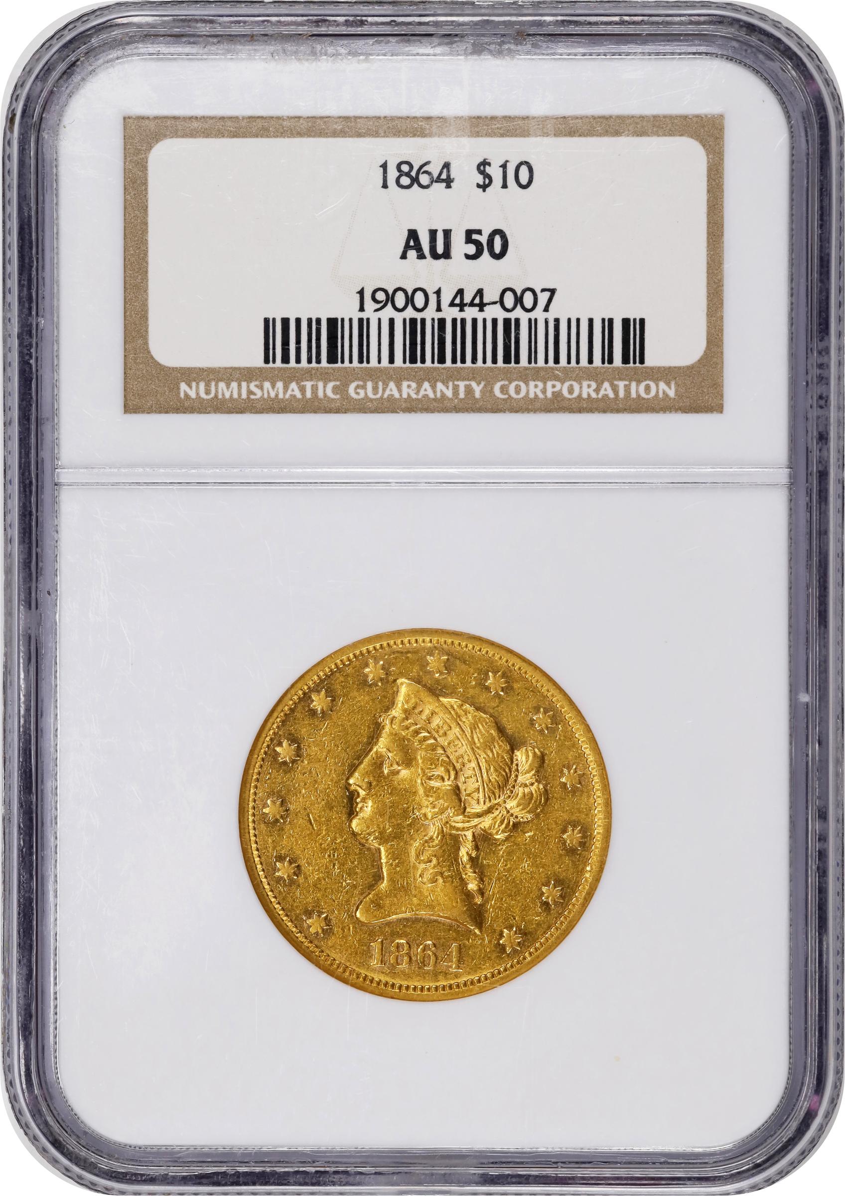 image for: 1864 Liberty Head Eagle. AU-50 (NGC).