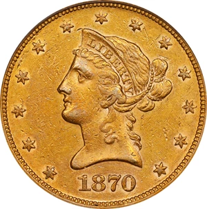 image for: 1870-CC Liberty Head Eagle. AU-55 (PCGS). CMQ.