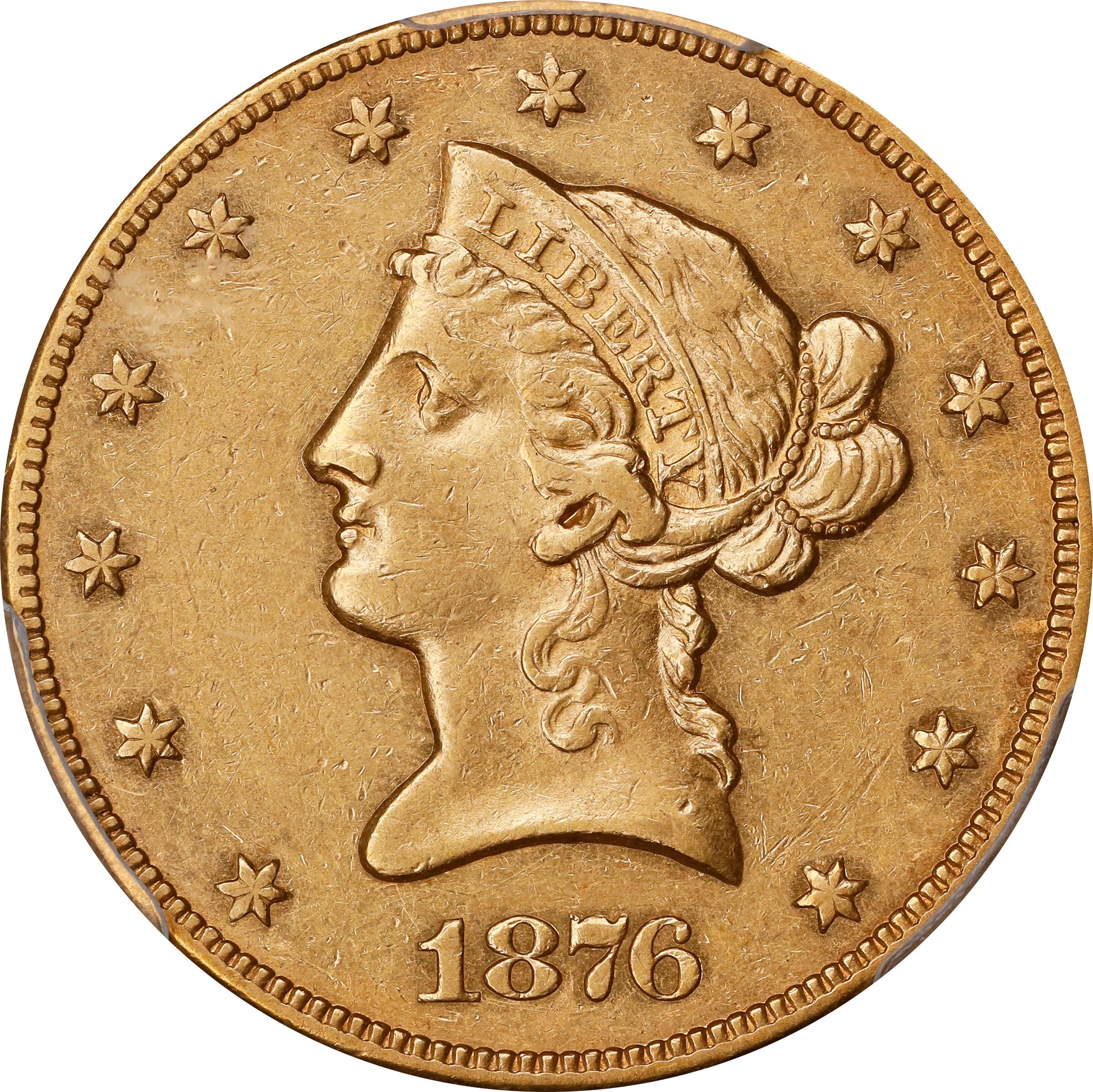 image for: 1876-CC Liberty Head Eagle. AU-53 (PCGS).