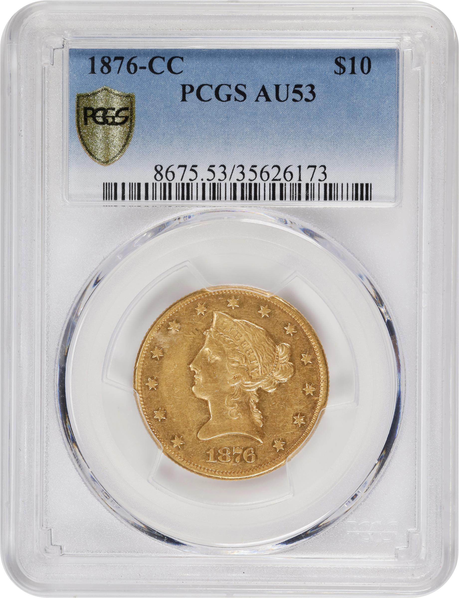 image for: 1876-CC Liberty Head Eagle. AU-53 (PCGS).