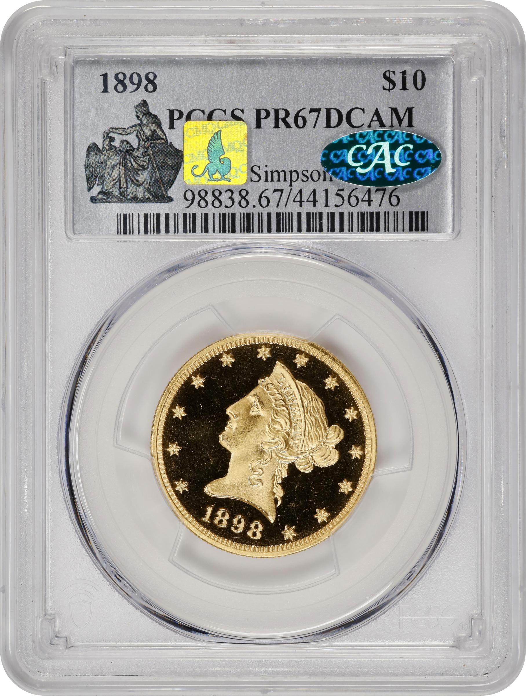 image for: 1898 Liberty Head Eagle. JD-1. Rarity-5+. Proof-67 Deep Cameo (PCGS). CAC.