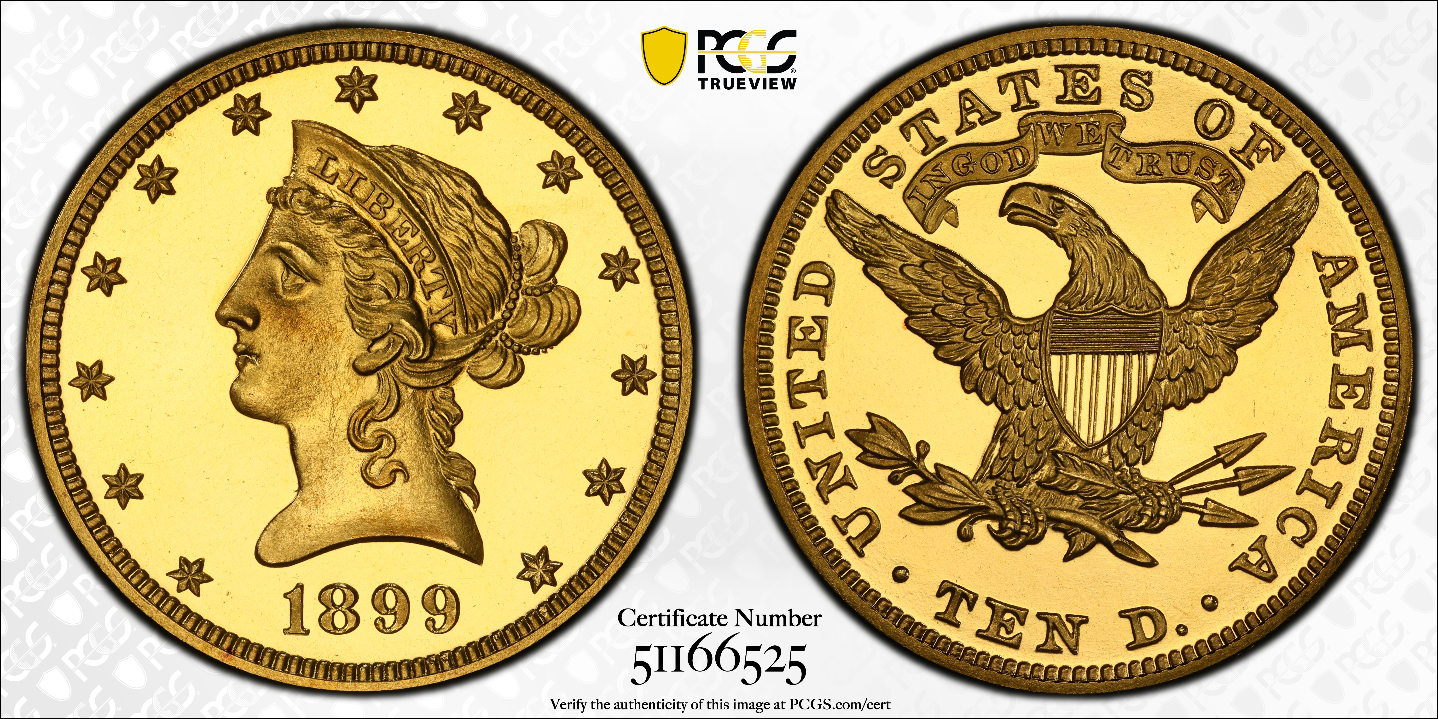 image for: 1899 Liberty Head Eagle. JD-1. Rarity-5. Proof-64 Deep Cameo (PCGS). CAC.