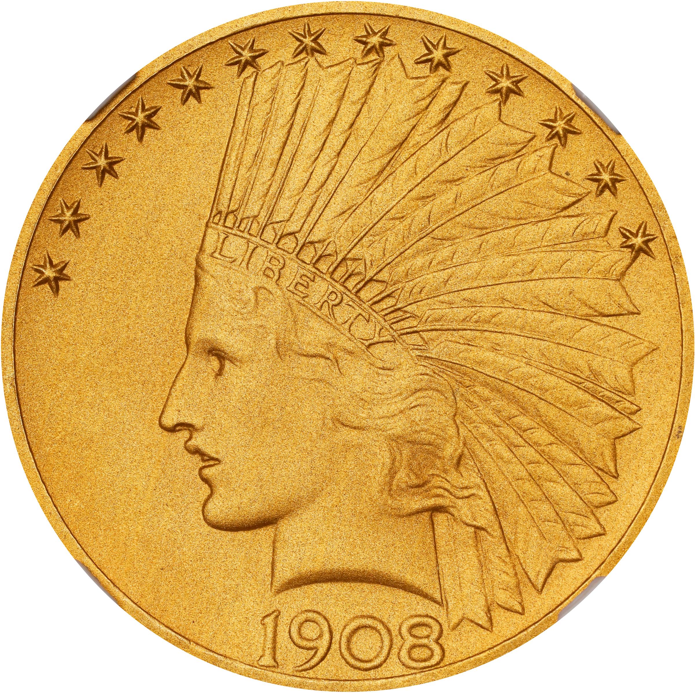 image for: 1908 Indian Eagle. Motto. JD-1. Rarity-5-. Sandblast Proof-68 (NGC).