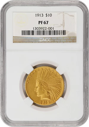 image for: 1913 Indian Eagle. JD-1. Rarity-5. Proof-67 (NGC).