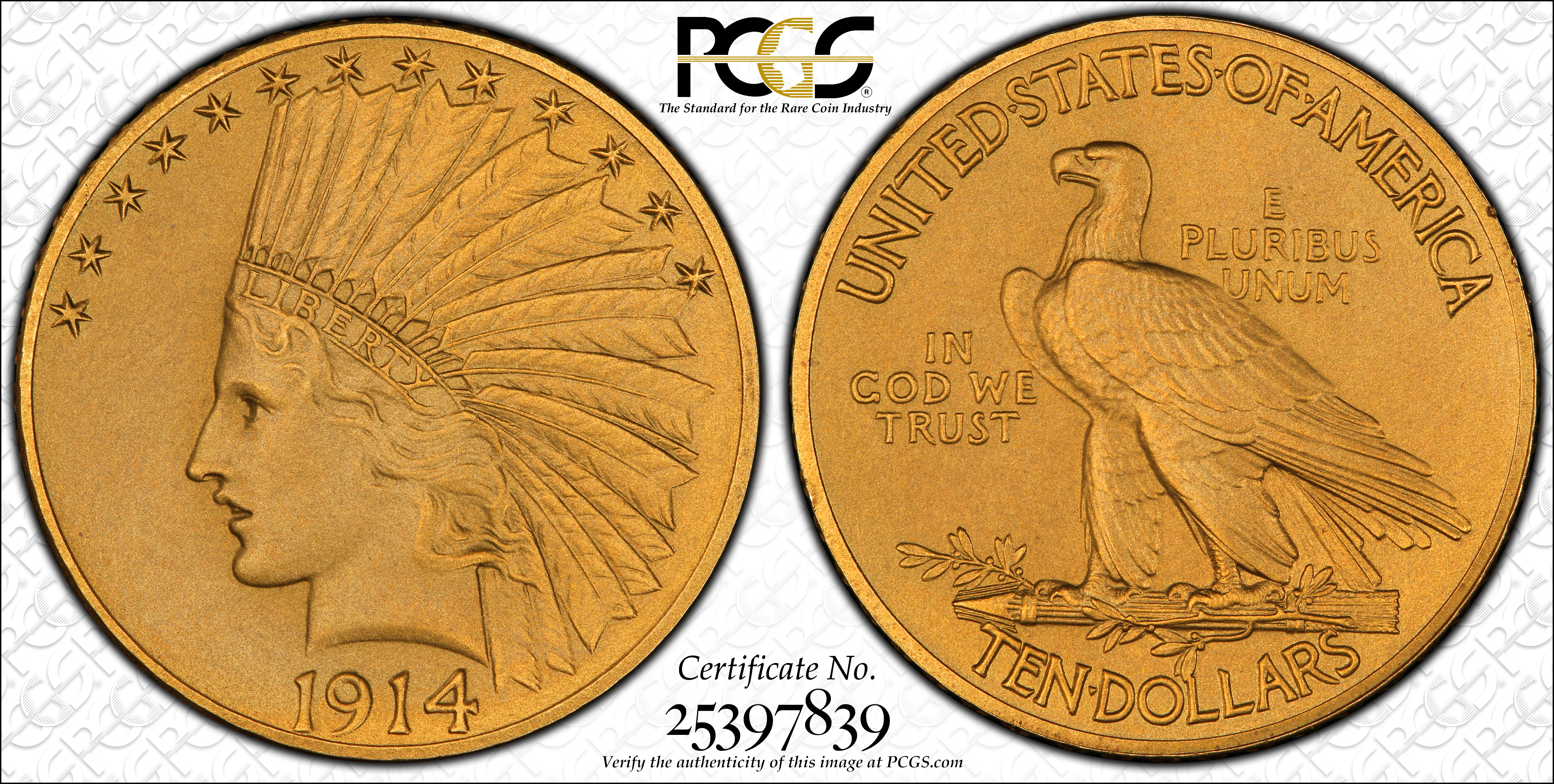 image for: 1914 Indian Eagle. JD-1. Rarity-5+. Proof-65 (PCGS).