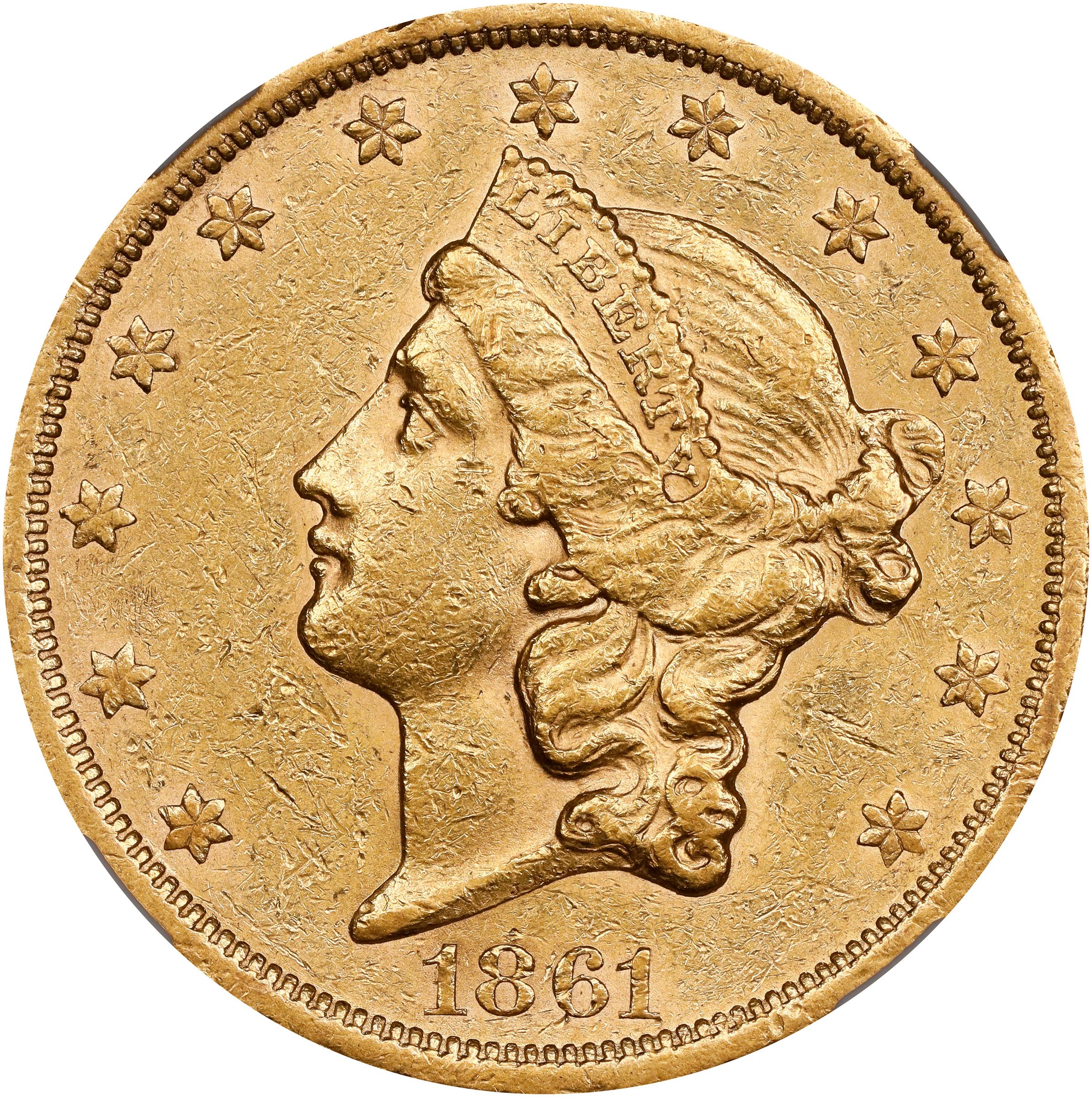 image for: 1861-S Liberty Head Double Eagle. A.C. Paquet Reverse. AU-55 (NGC).
