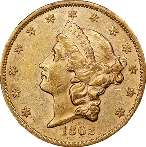 image for: 1862 Liberty Head Double Eagle. AU-55 (PCGS).