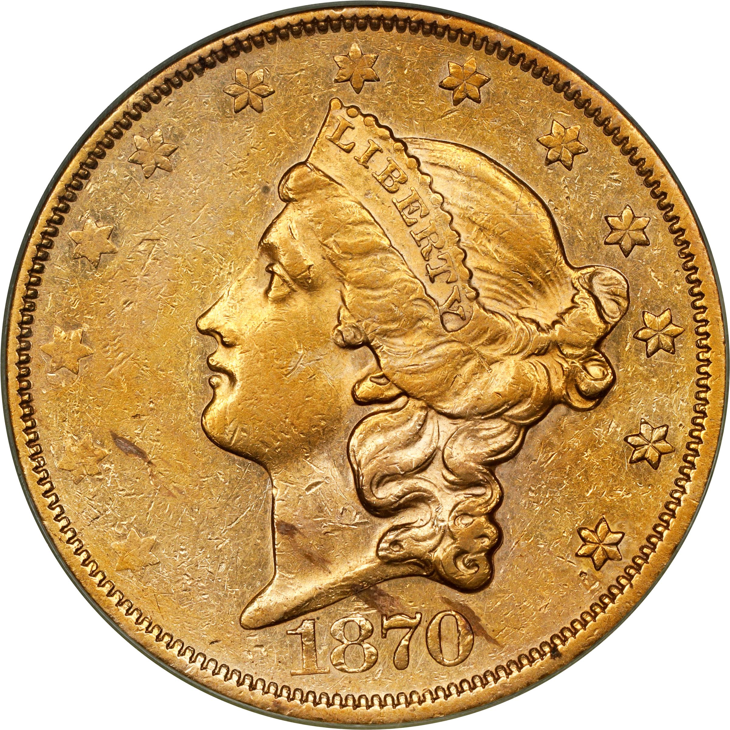 image for: 1870-CC Liberty Head Double Eagle. AU-50 (PCGS).