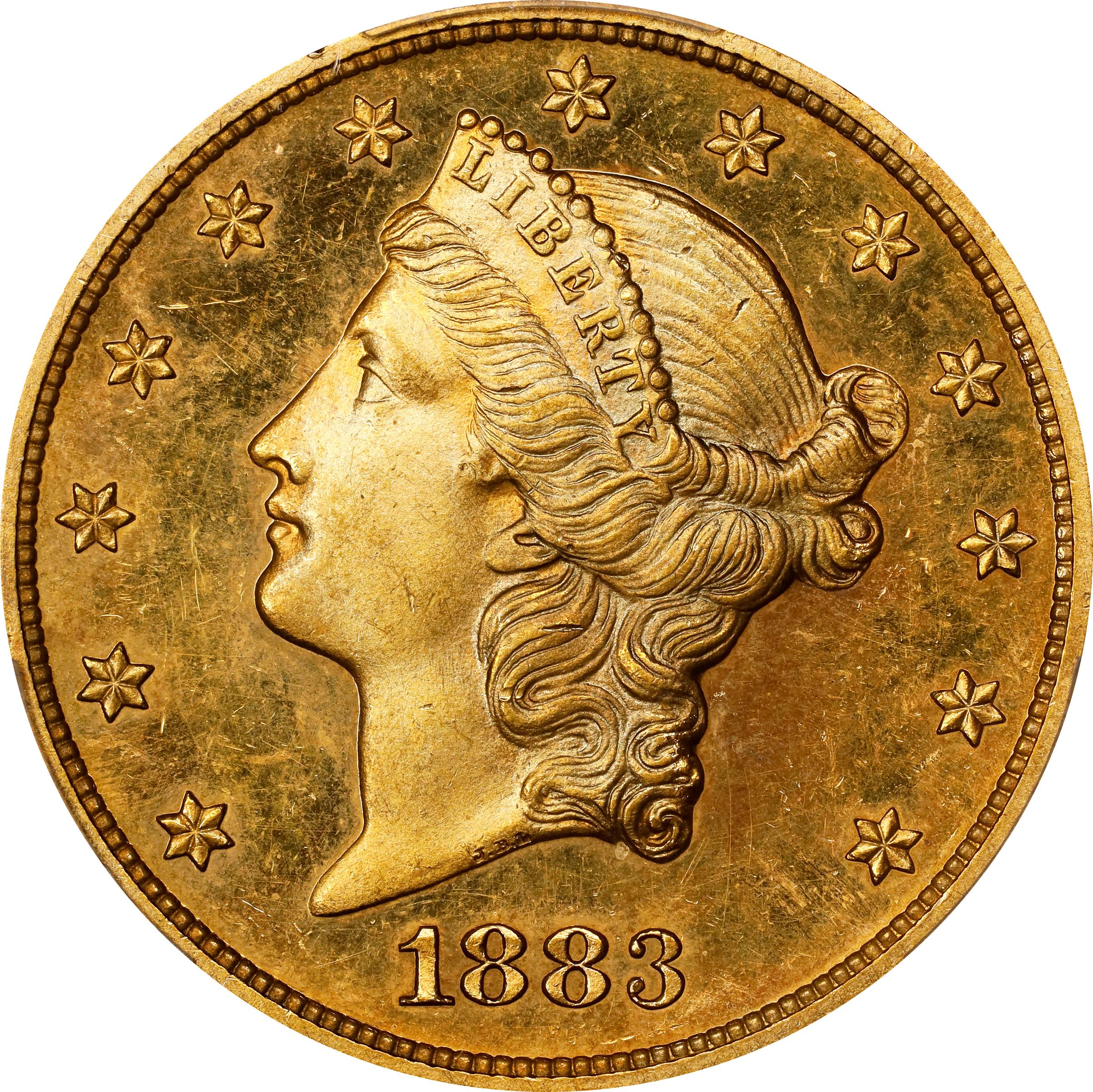 image for: 1883 Liberty Head Double Eagle. JD-1. Rarity-5+. Proof-64 Cameo (PCGS).