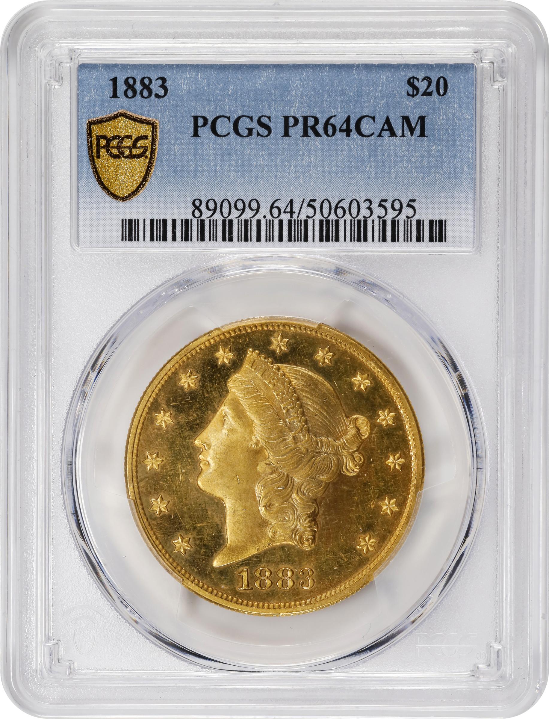 image for: 1883 Liberty Head Double Eagle. JD-1. Rarity-5+. Proof-64 Cameo (PCGS).