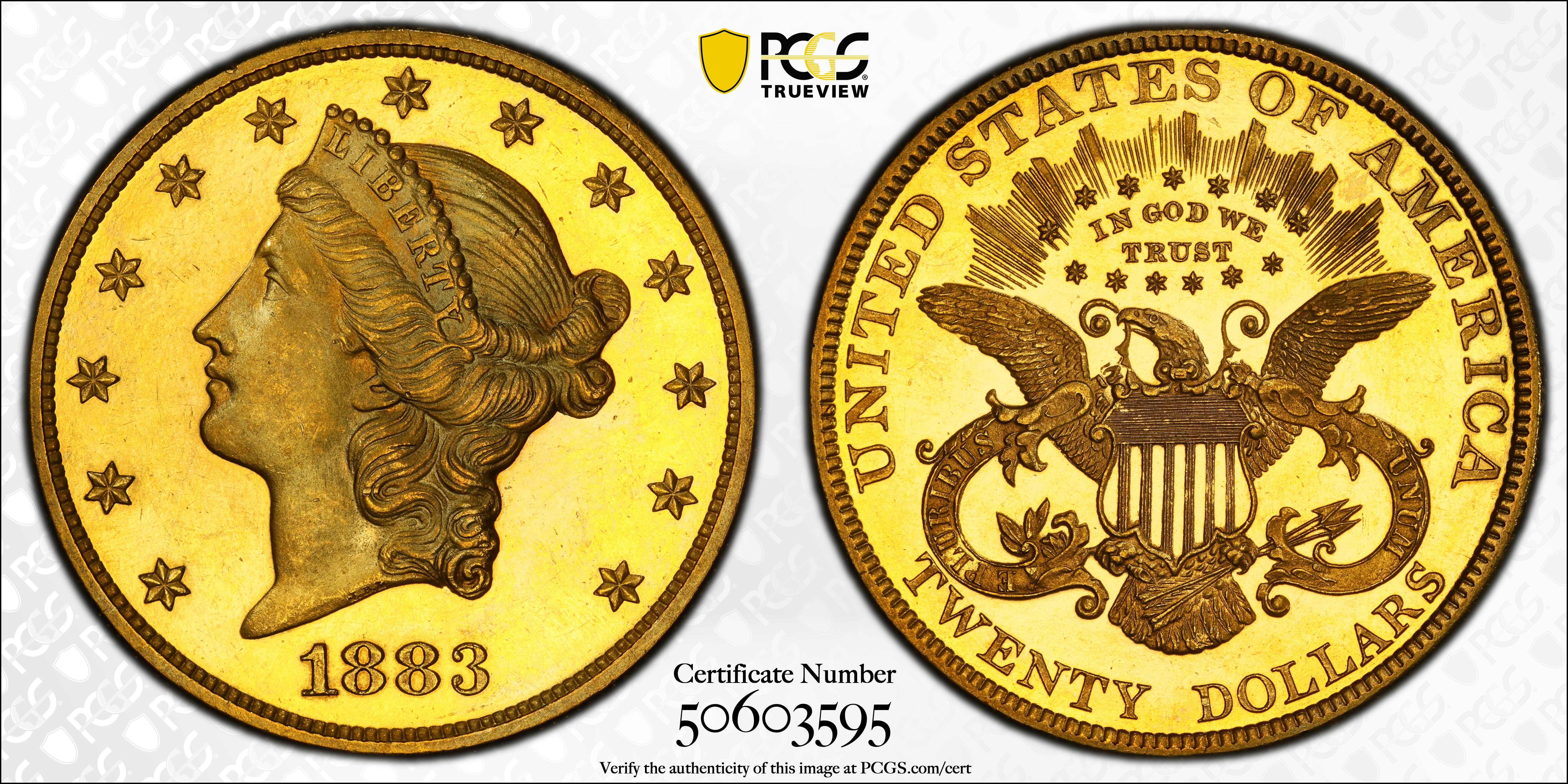 image for: 1883 Liberty Head Double Eagle. JD-1. Rarity-5+. Proof-64 Cameo (PCGS).