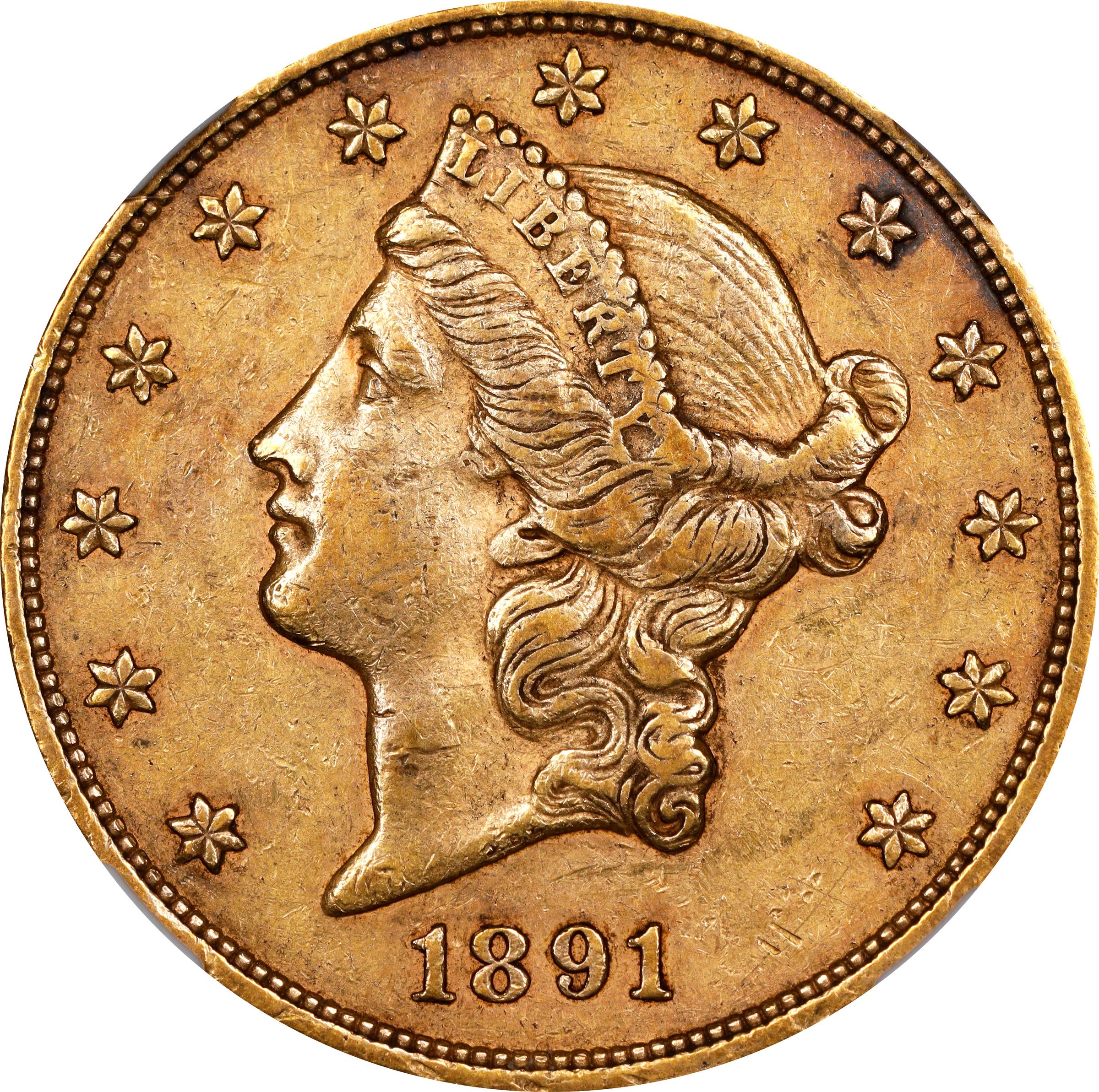 image for: 1891 Liberty Head Double Eagle. EF-45 (NGC).