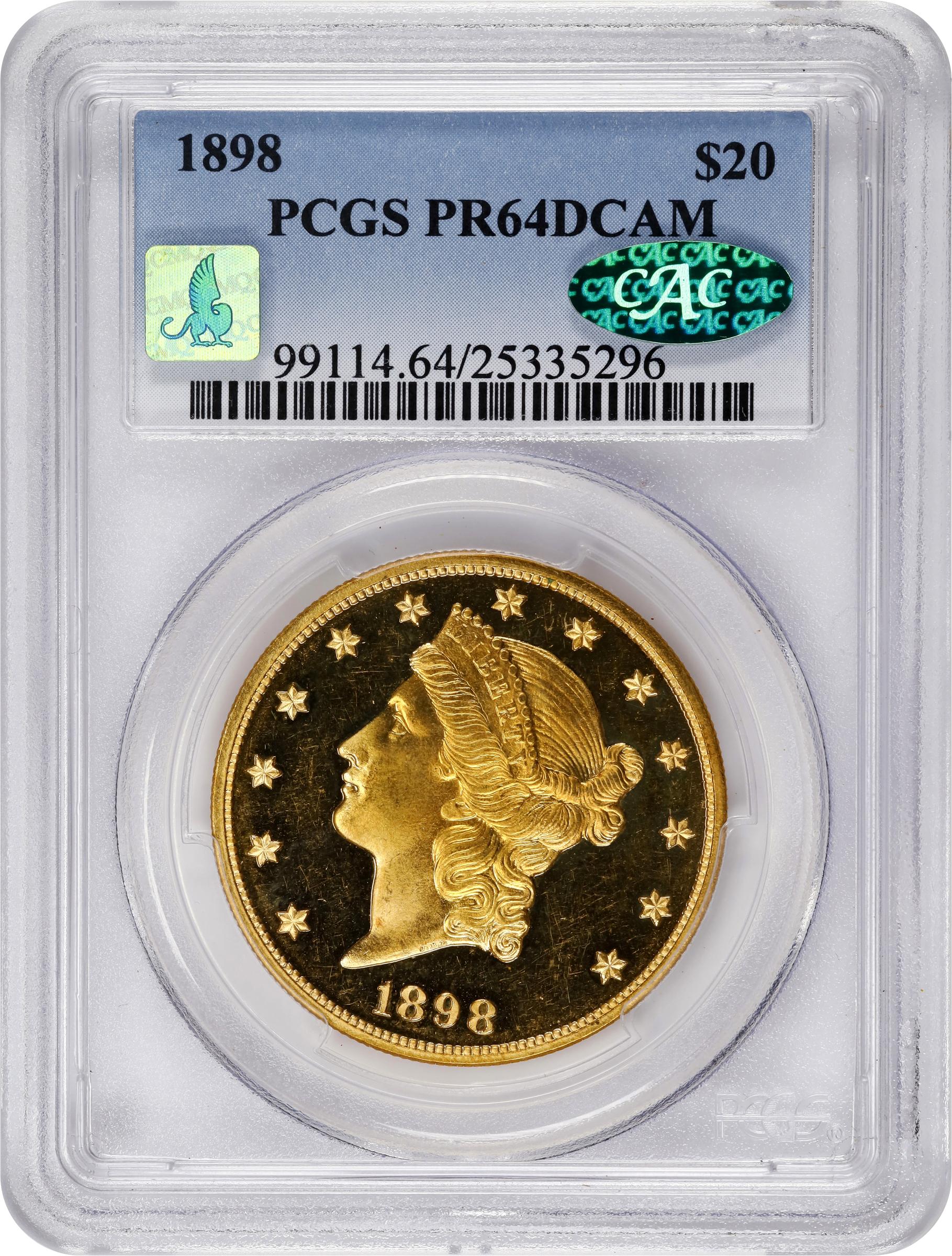 image for: 1898 Liberty Head Double Eagle. JD-1. Rarity-5. Proof-64 Deep Cameo (PCGS). CAC. CMQ.