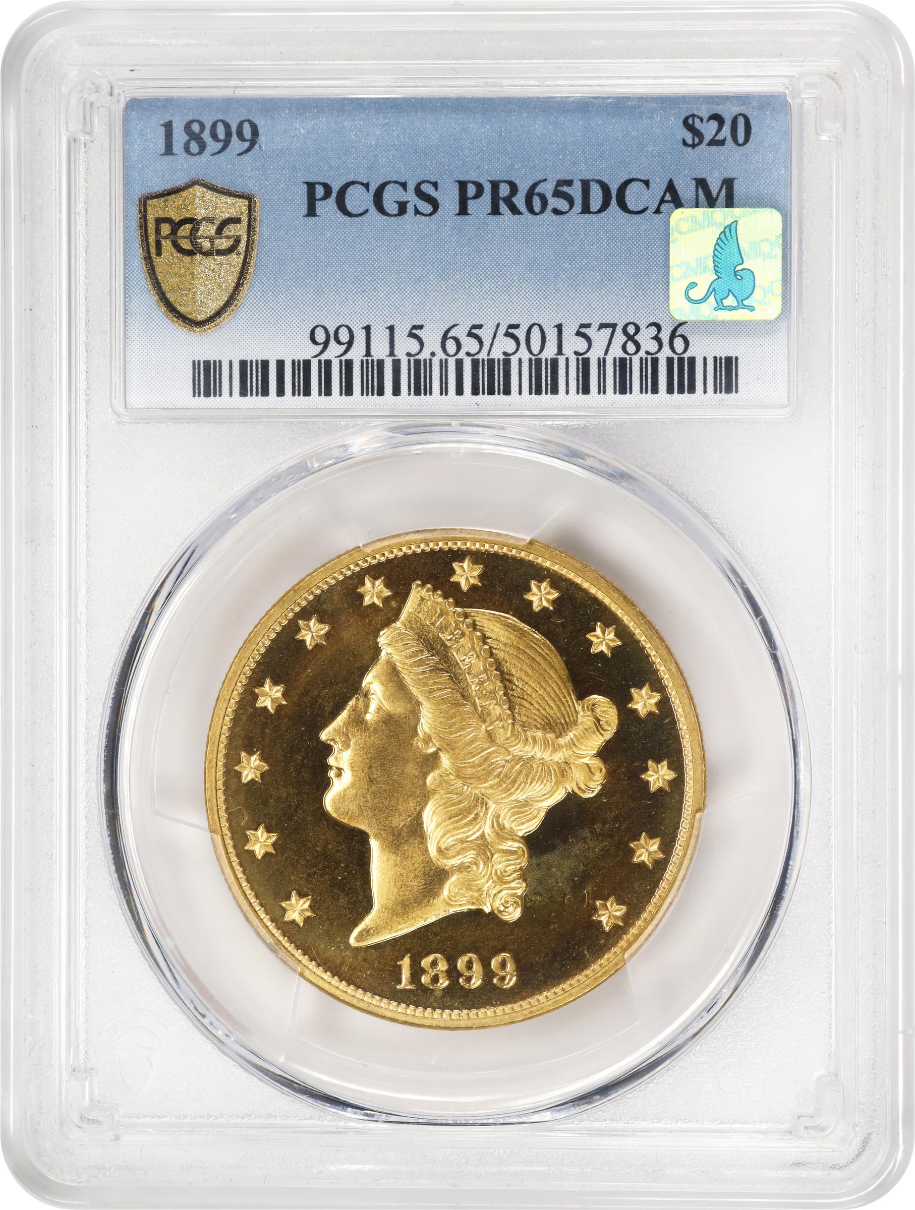 image for: 1899 Liberty Head Double Eagle. JD-1. Rarity-5. Proof-65 Deep Cameo (PCGS). CMQ.