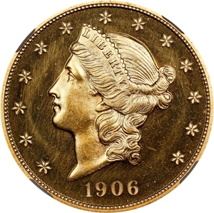 image for: 1906 Liberty Head Double Eagle. JD-1. Rarity-4+. Proof-65 Cameo (NGC). CMQ.