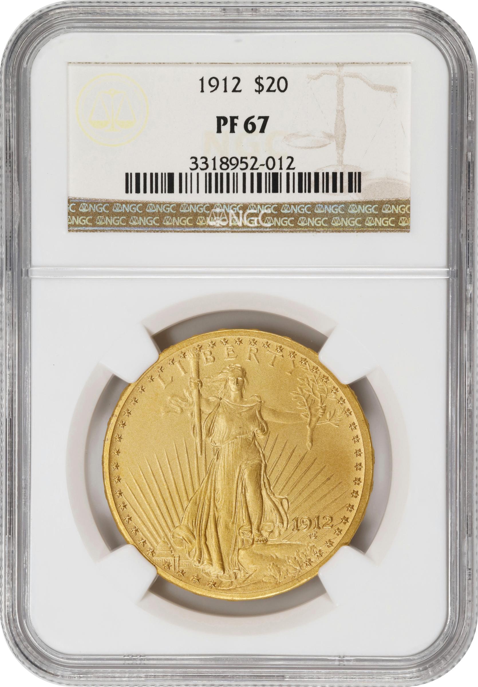 image for: 1912 Saint-Gaudens Double Eagle. JD-1. Rarity-5. Proof-67 (NGC).