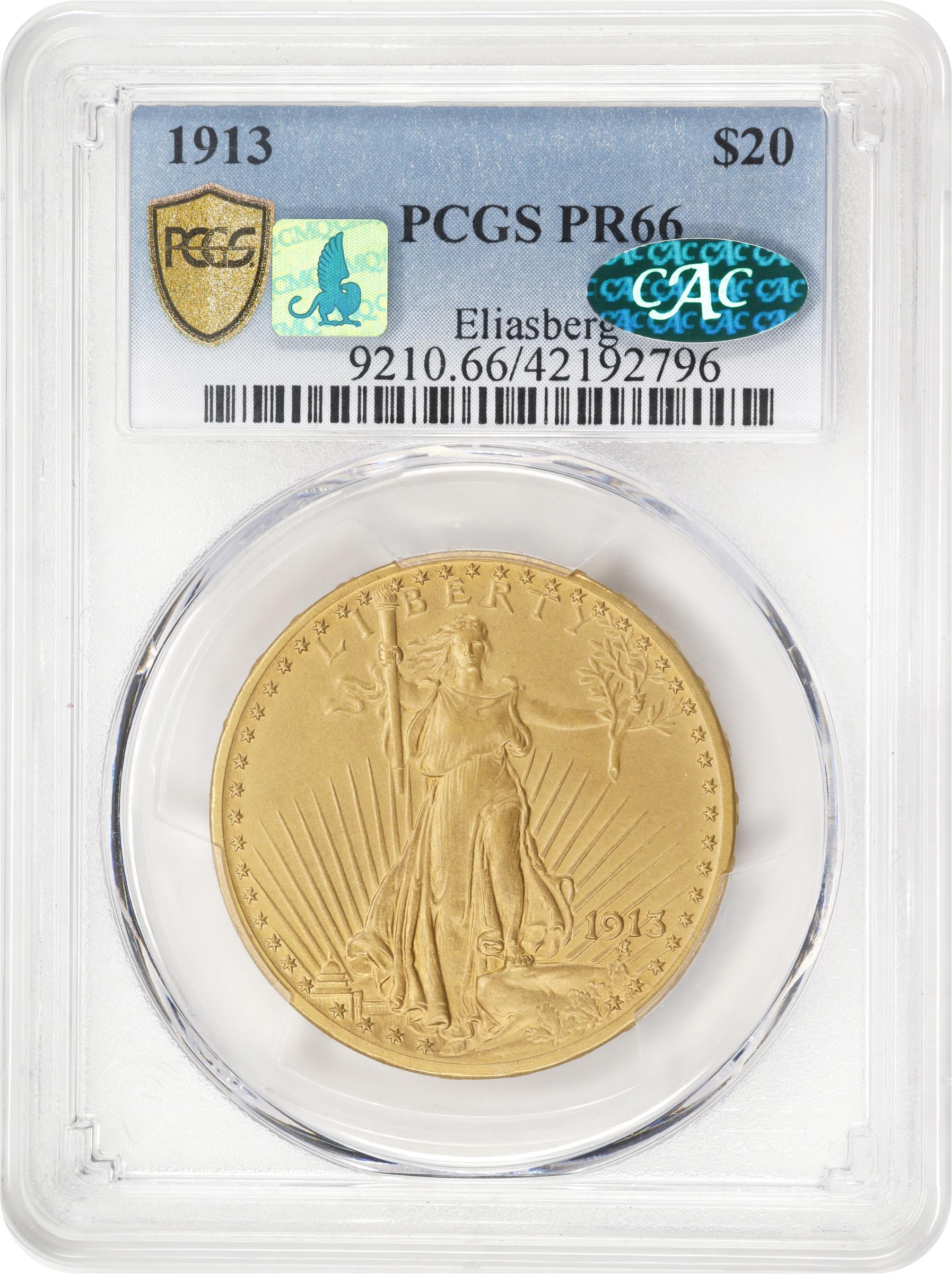 image for: 1913 Saint-Gaudens Double Eagle. JD-1. Rarity-5. Proof-66 (PCGS). CAC. CMQ.