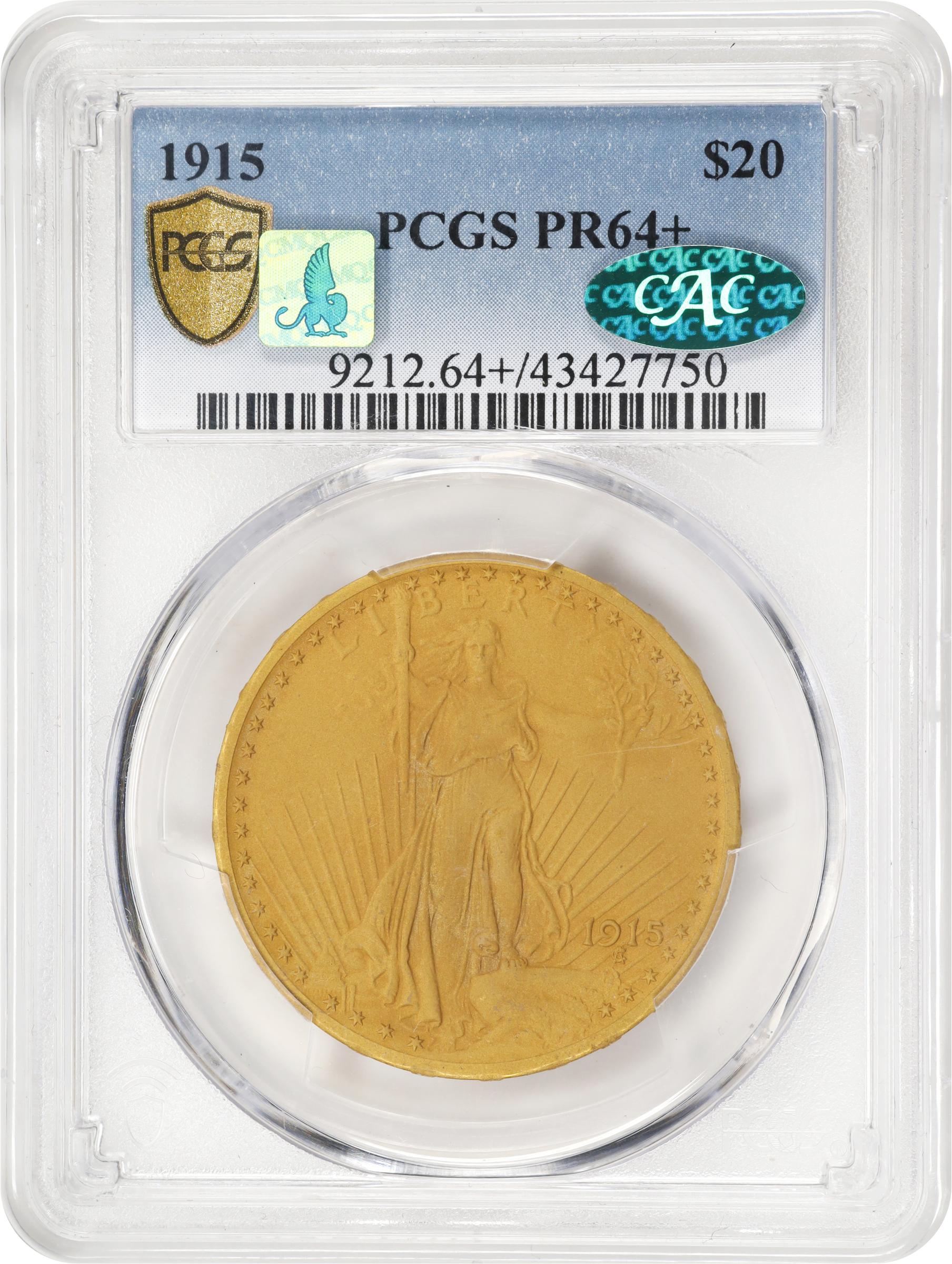 image for: 1915 Saint-Gaudens Double Eagle. JD-1. Rarity-5+. Proof-64+ (PCGS). CAC. CMQ.