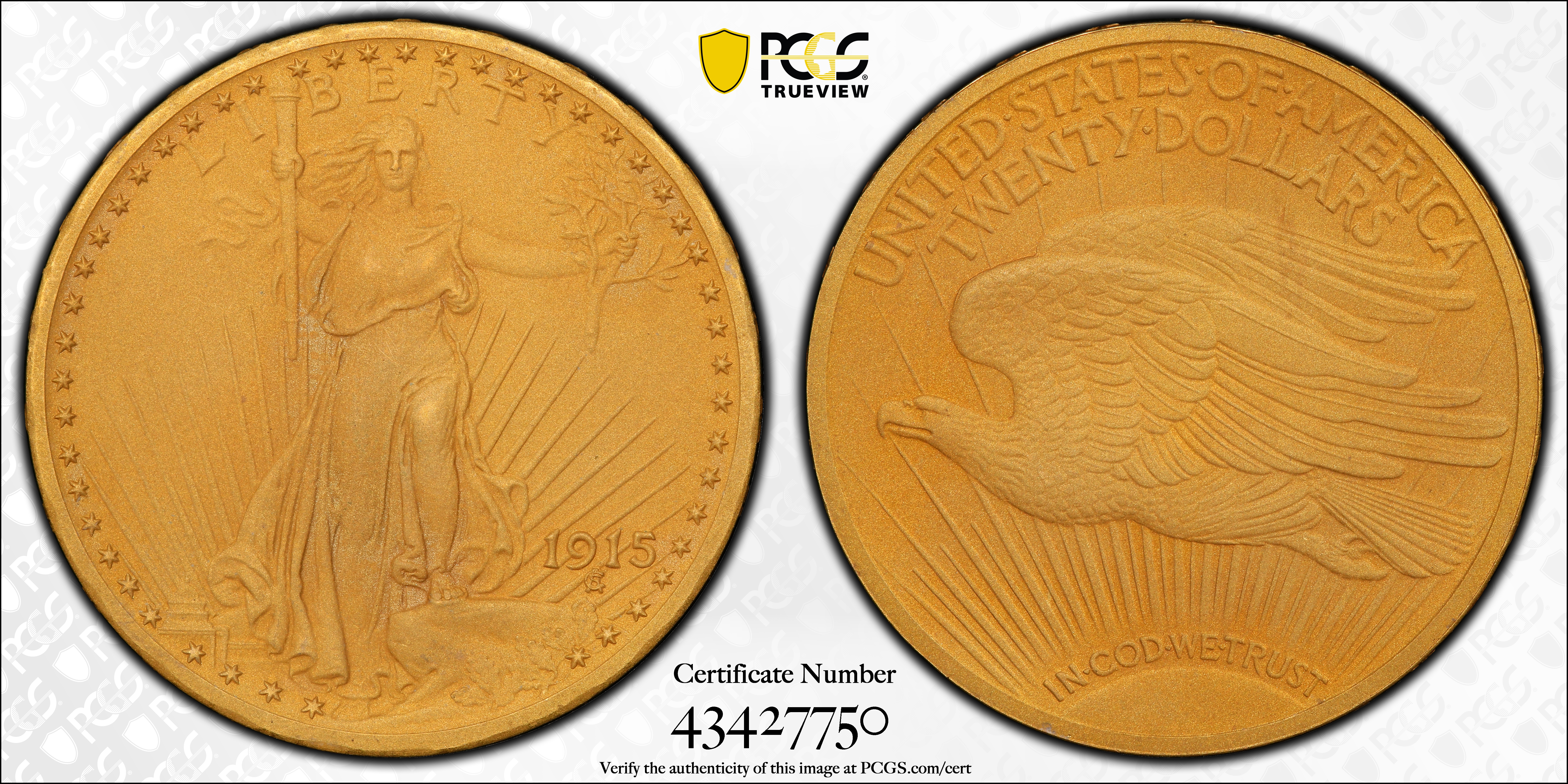 image for: 1915 Saint-Gaudens Double Eagle. JD-1. Rarity-5+. Proof-64+ (PCGS). CAC. CMQ.
