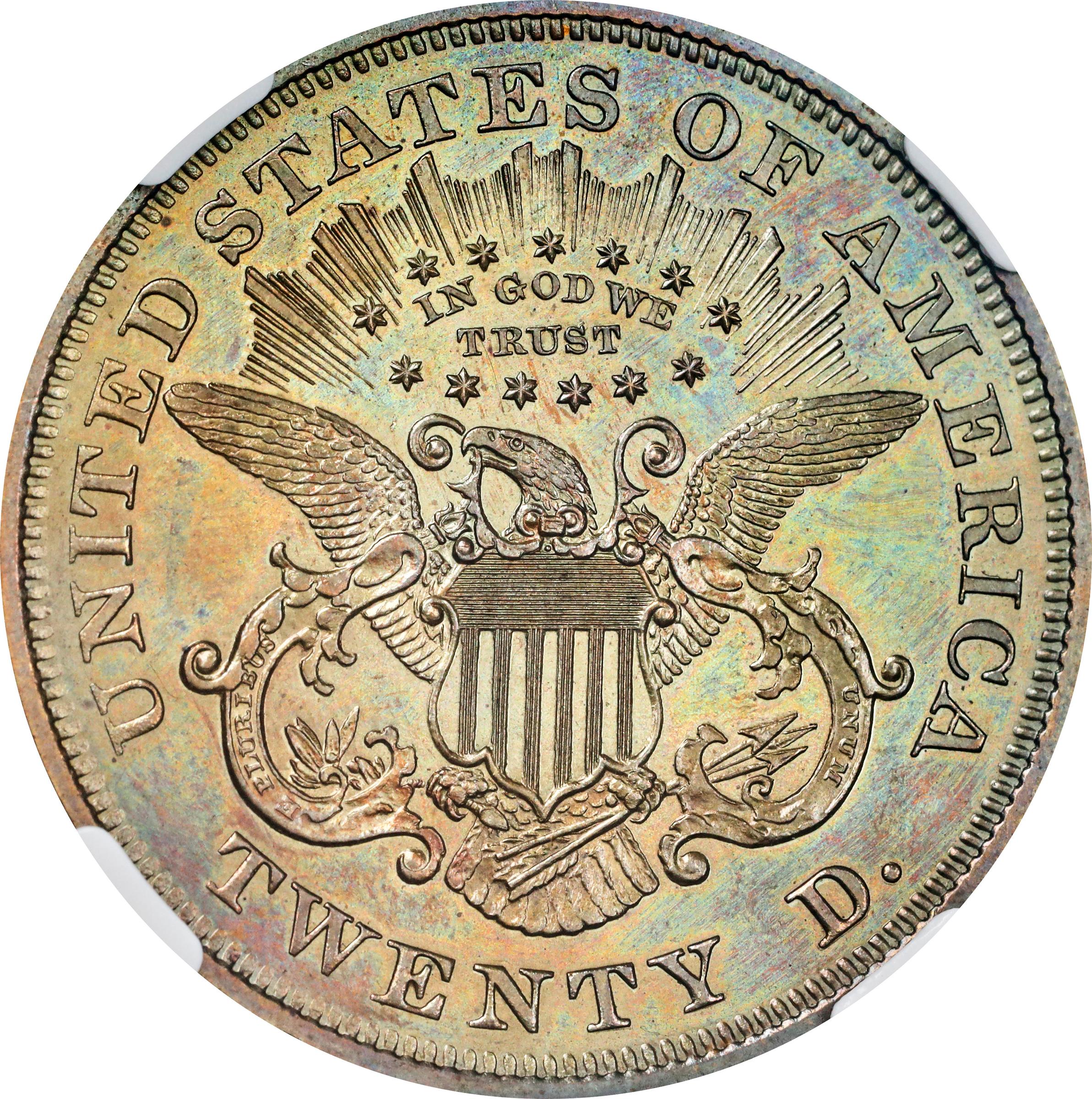 image for: 1865 Pattern Liberty Head Double Eagle. Judd-453, Pollock-526. Rarity-6+. Copper. Reeded Edge. Proof-66 BN (NGC).